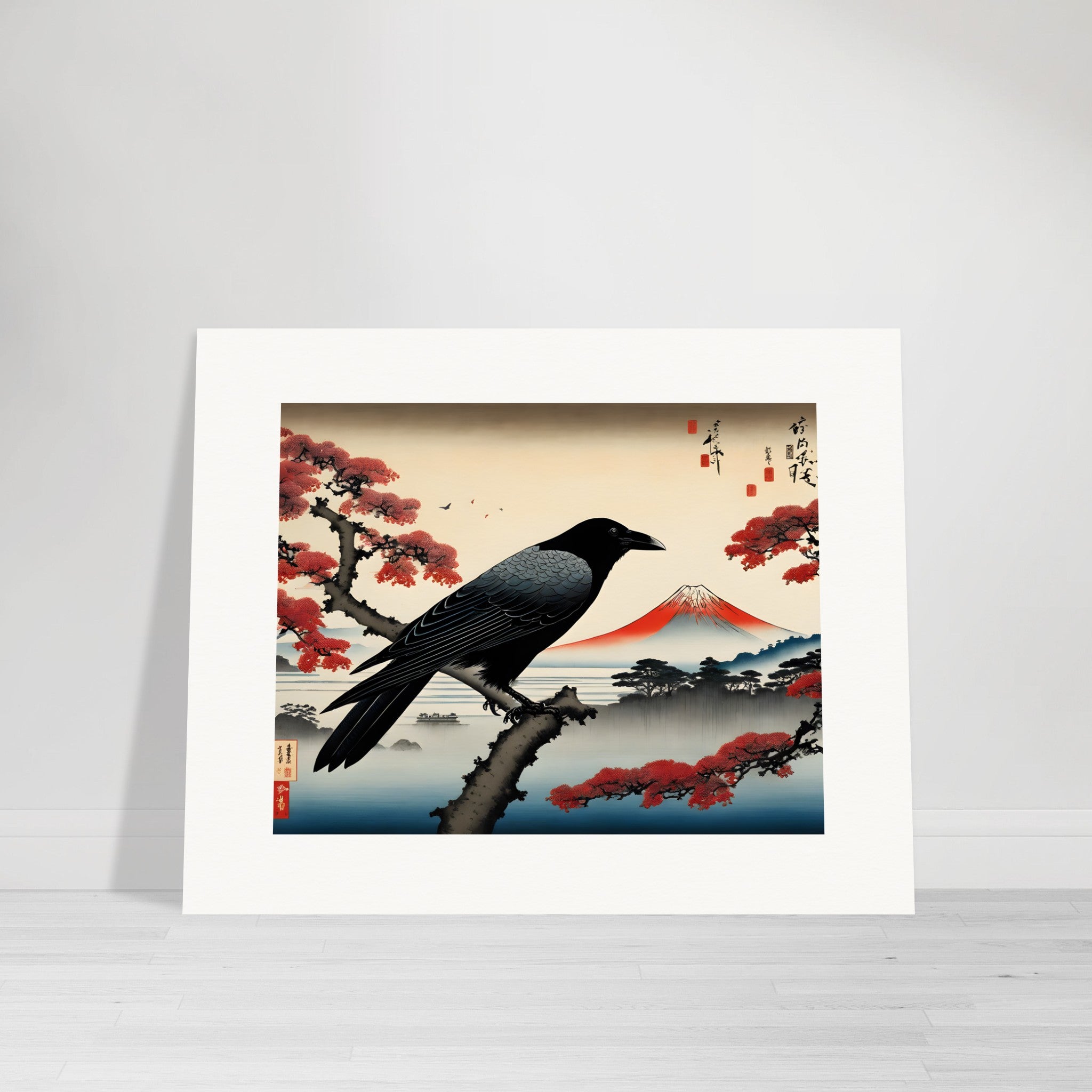 Poetische Ukiyo-e-Ansichten, flüchtige Momente, Krähe - Poster