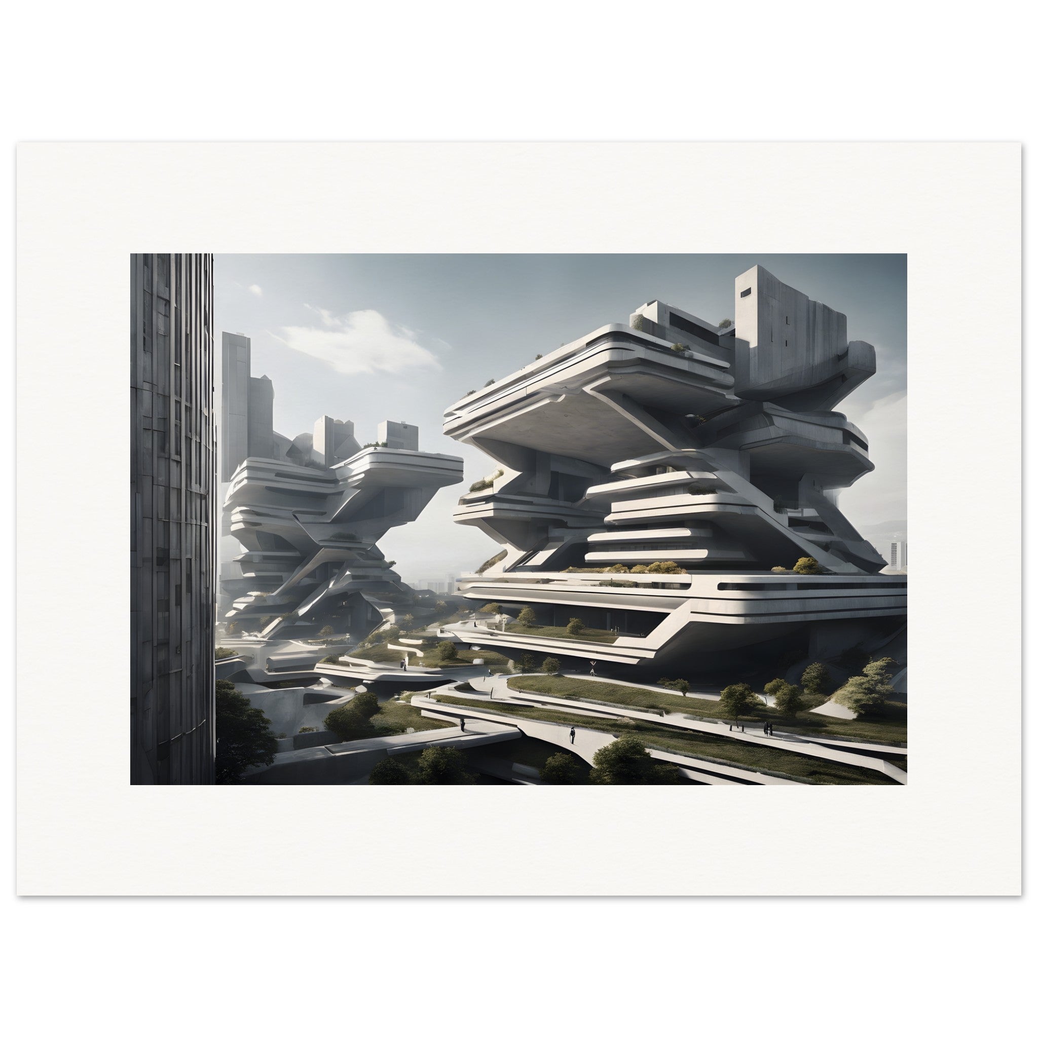 Brutalismus, futuristische Stadt - poster