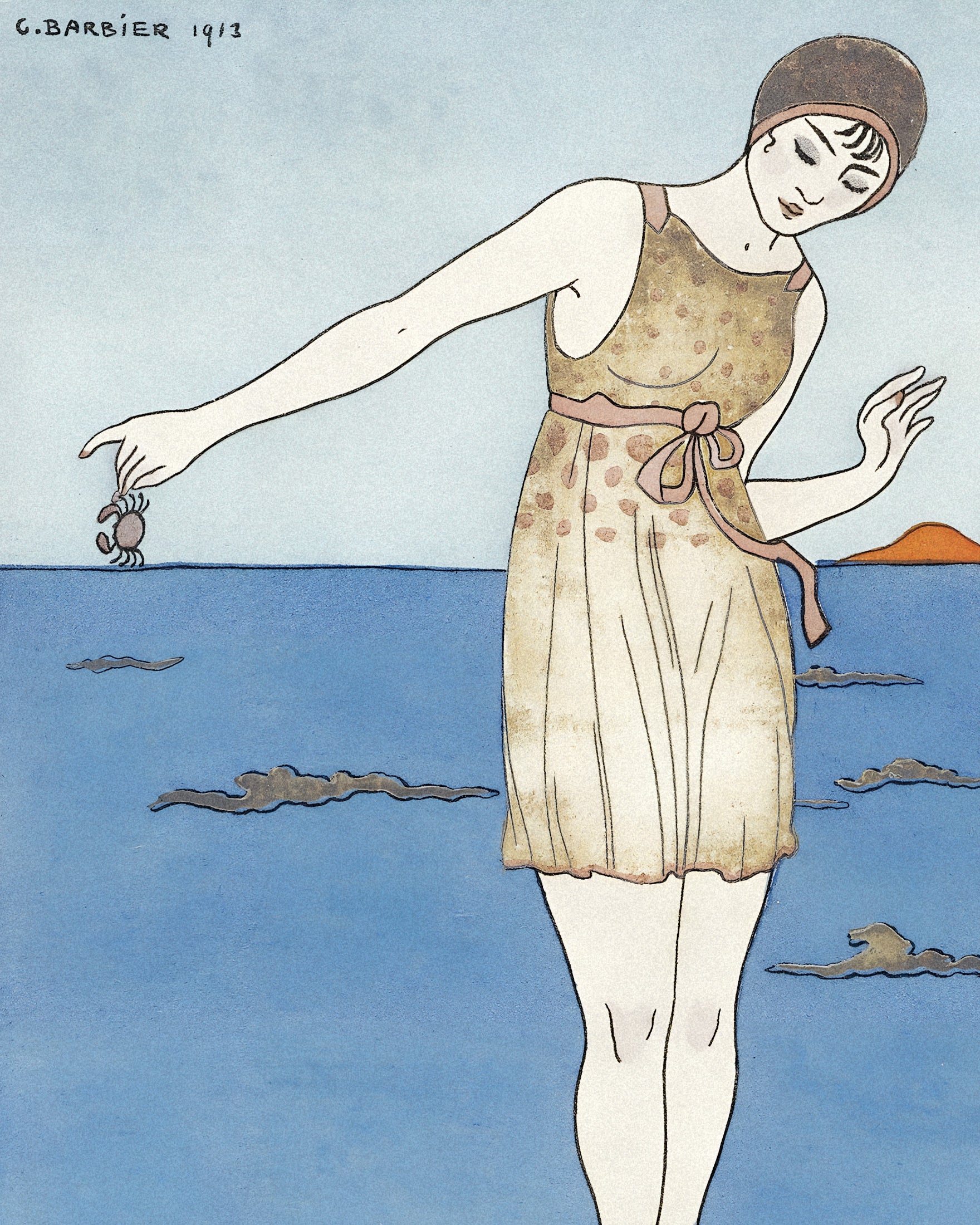 "Badeanzug" von Georges Barbier (1913) - Art Deco Poster