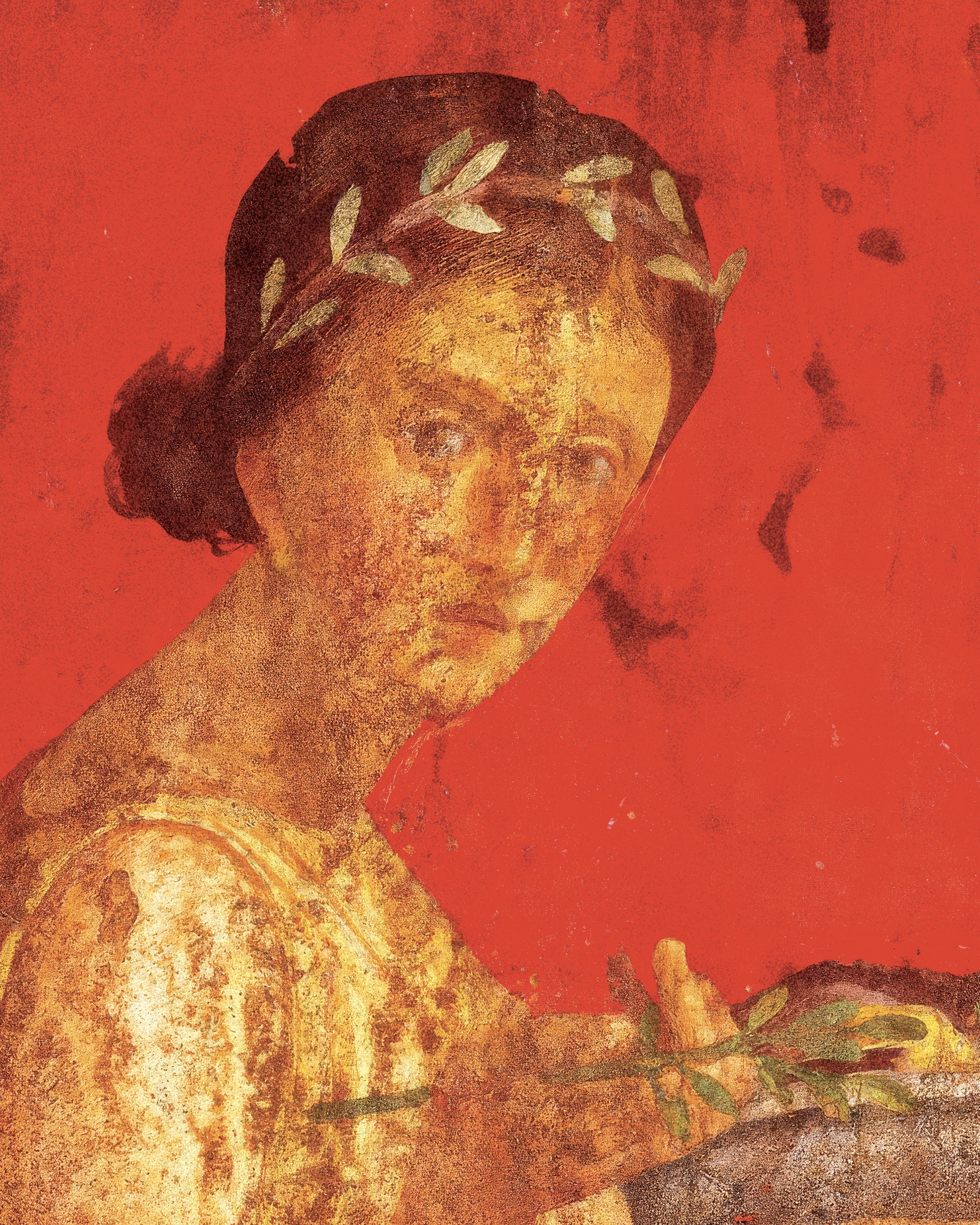 Frau mit Blumenkranz Fresko Kunstdruck aus Pompeji Poster