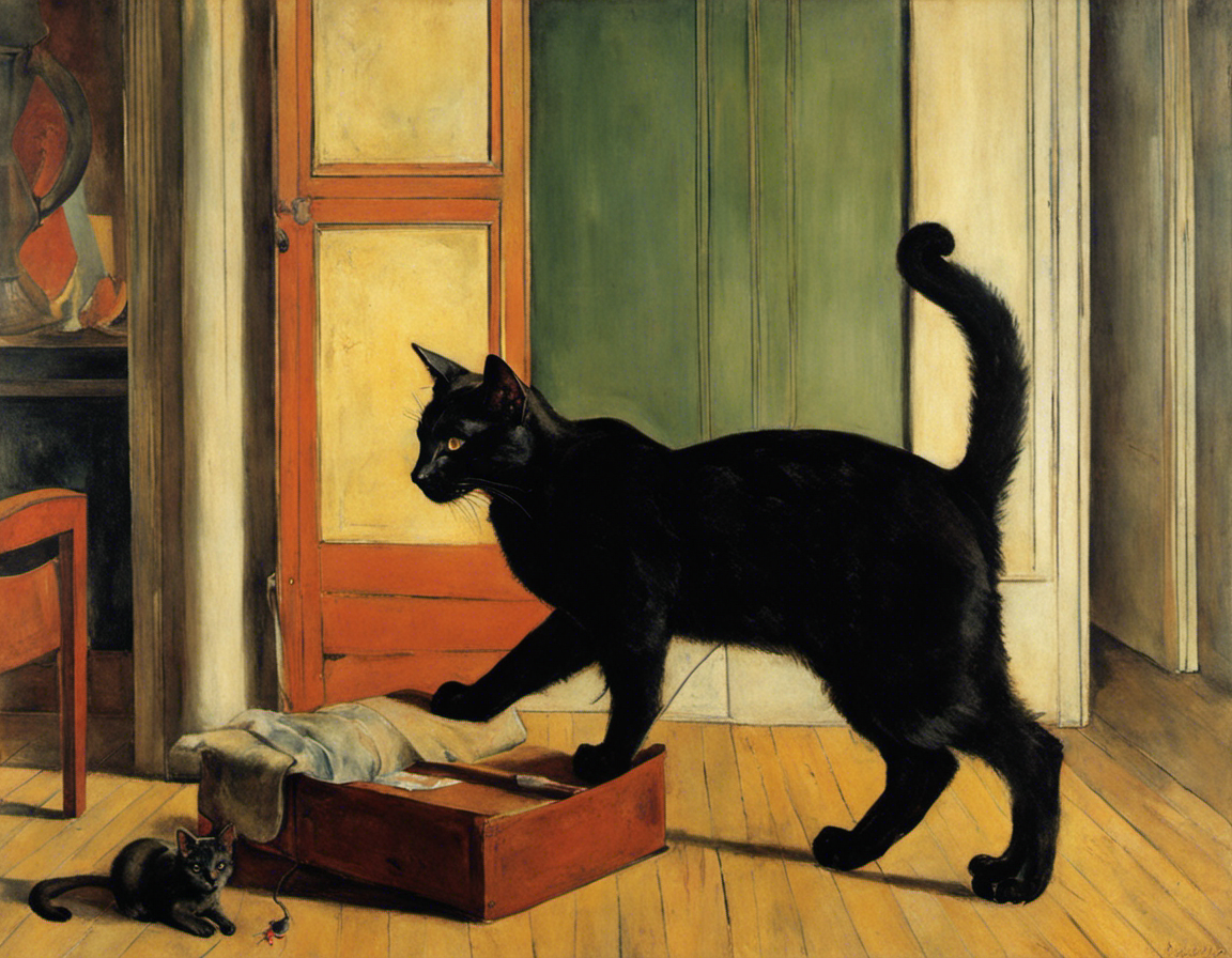 Französische figurative Malerei, eine Katze - Poster