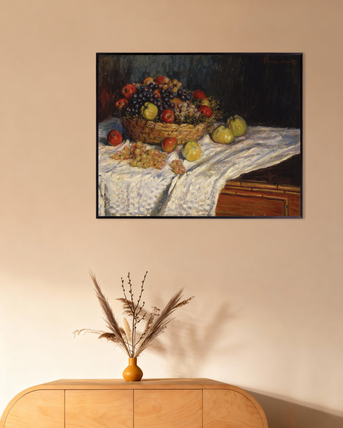 Poster Äpfel und Trauben (1879–1880) von Claude Monet mit Metallrahmen
