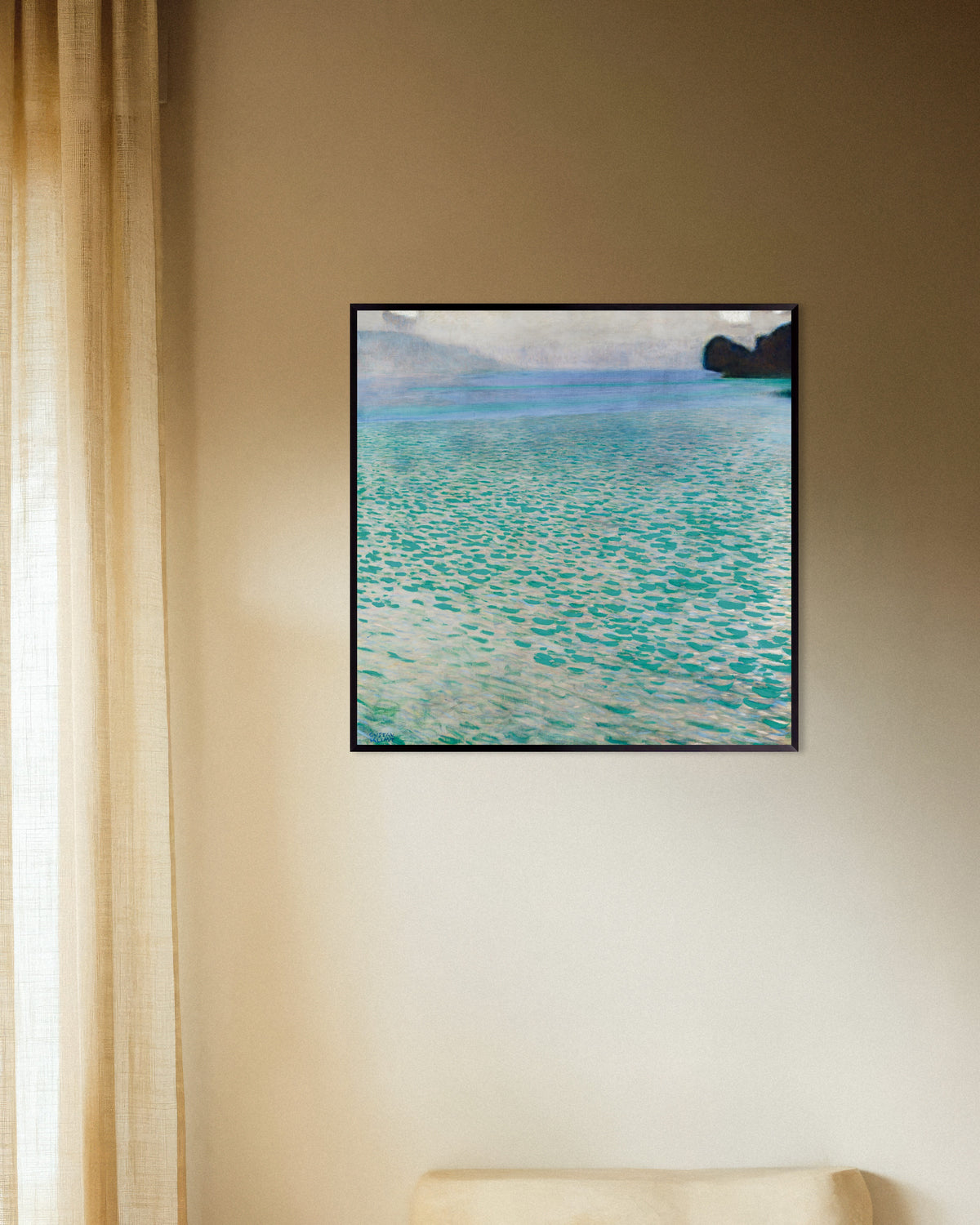 Poster Attersee (1900) von Gustav Klimt mit Metallrahmen