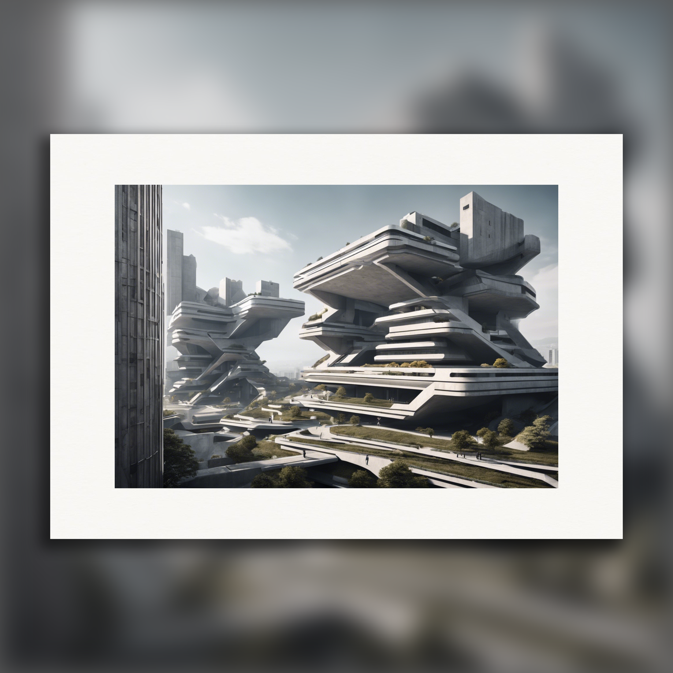 Brutalismus, futuristische Stadt - poster