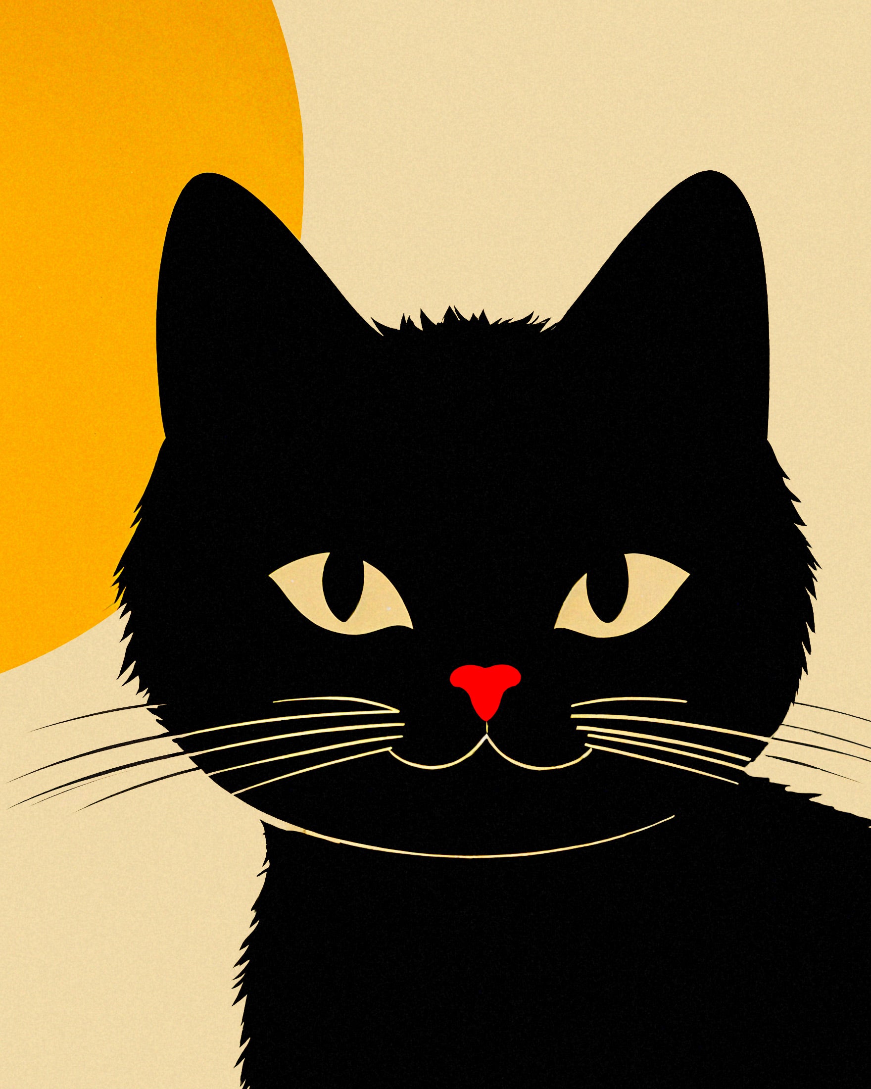 Japanisches poster mit Katze und mehreren Kaffeebechern