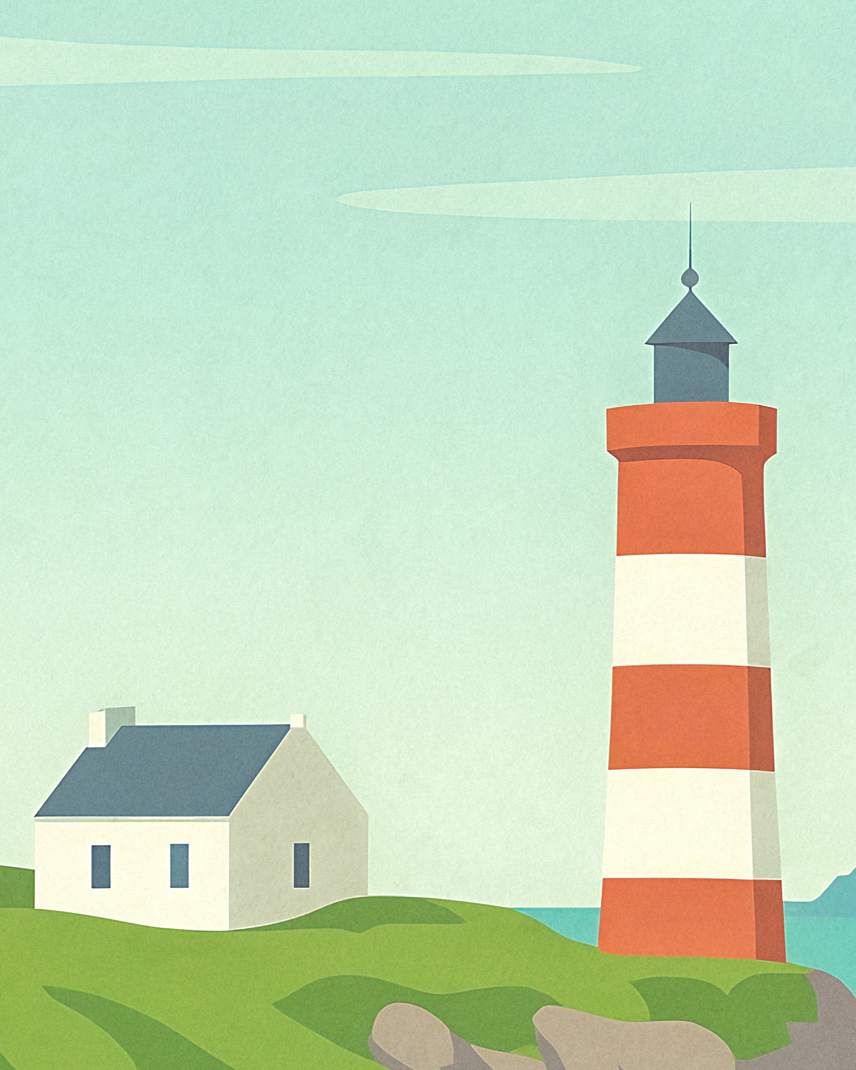Leuchtturm Bretagne Poster – Küsten Frankreich Reise Plakat