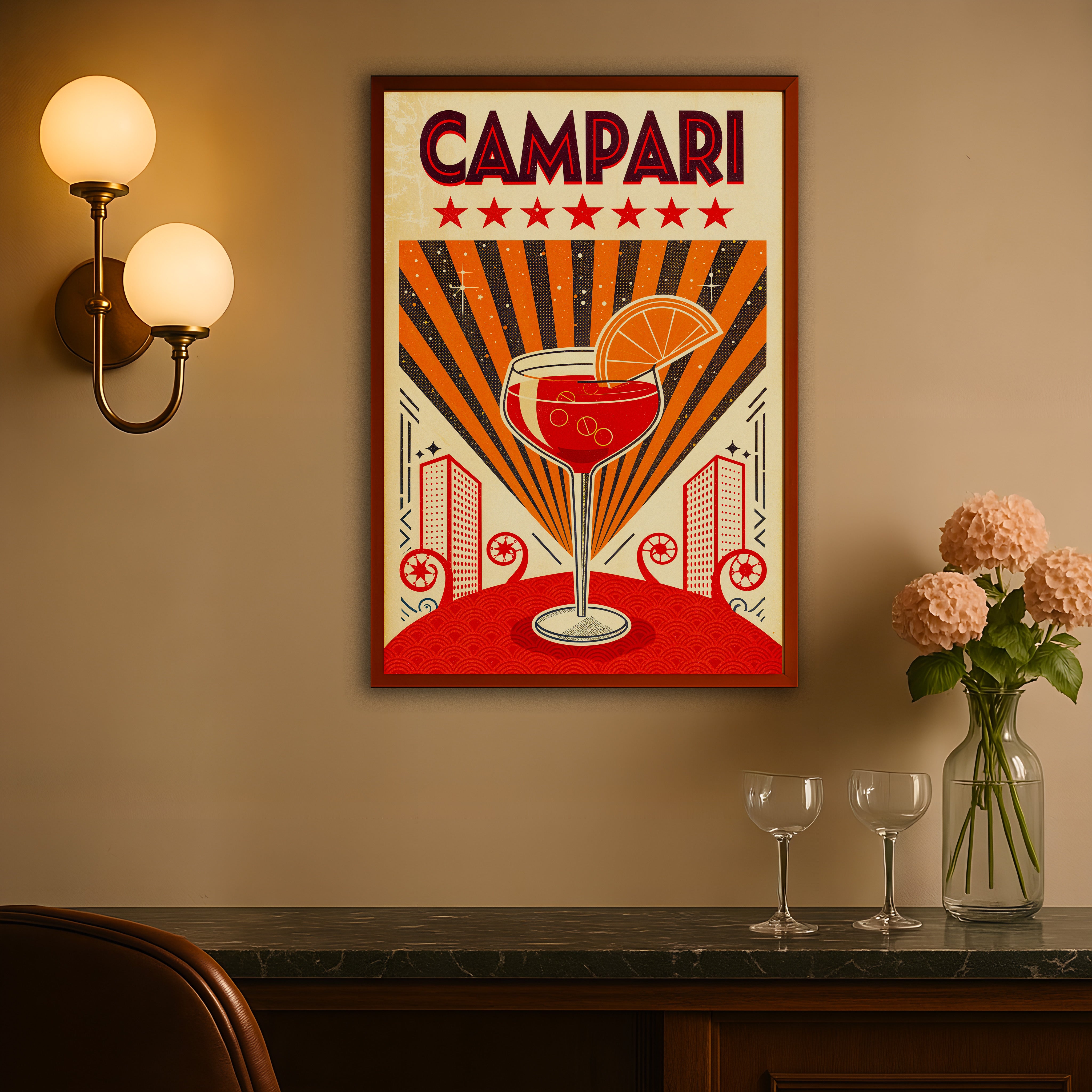 Campari Cocktail – Vintage Aperitif poster im nostalgischen Stil