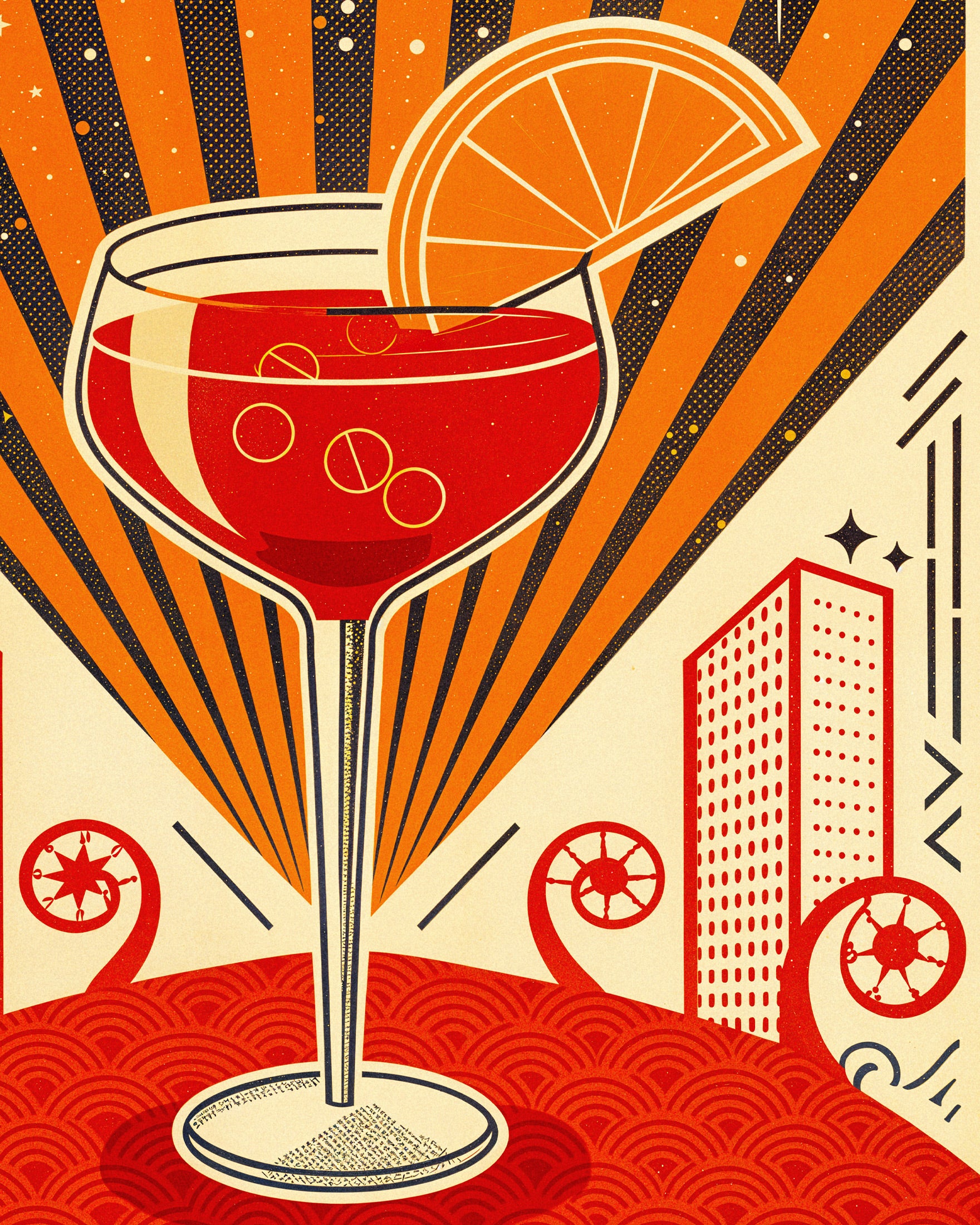 Campari Cocktail – Vintage Aperitif poster im nostalgischen Stil