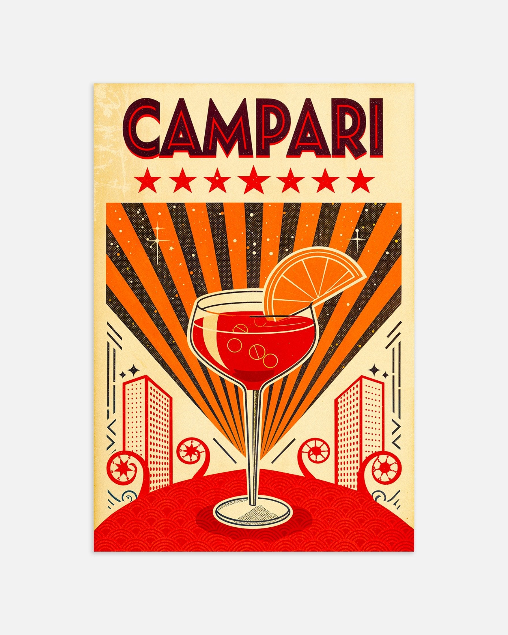 Poster of Campari Cocktail - Retro Aperitif Art Print, thumbnail