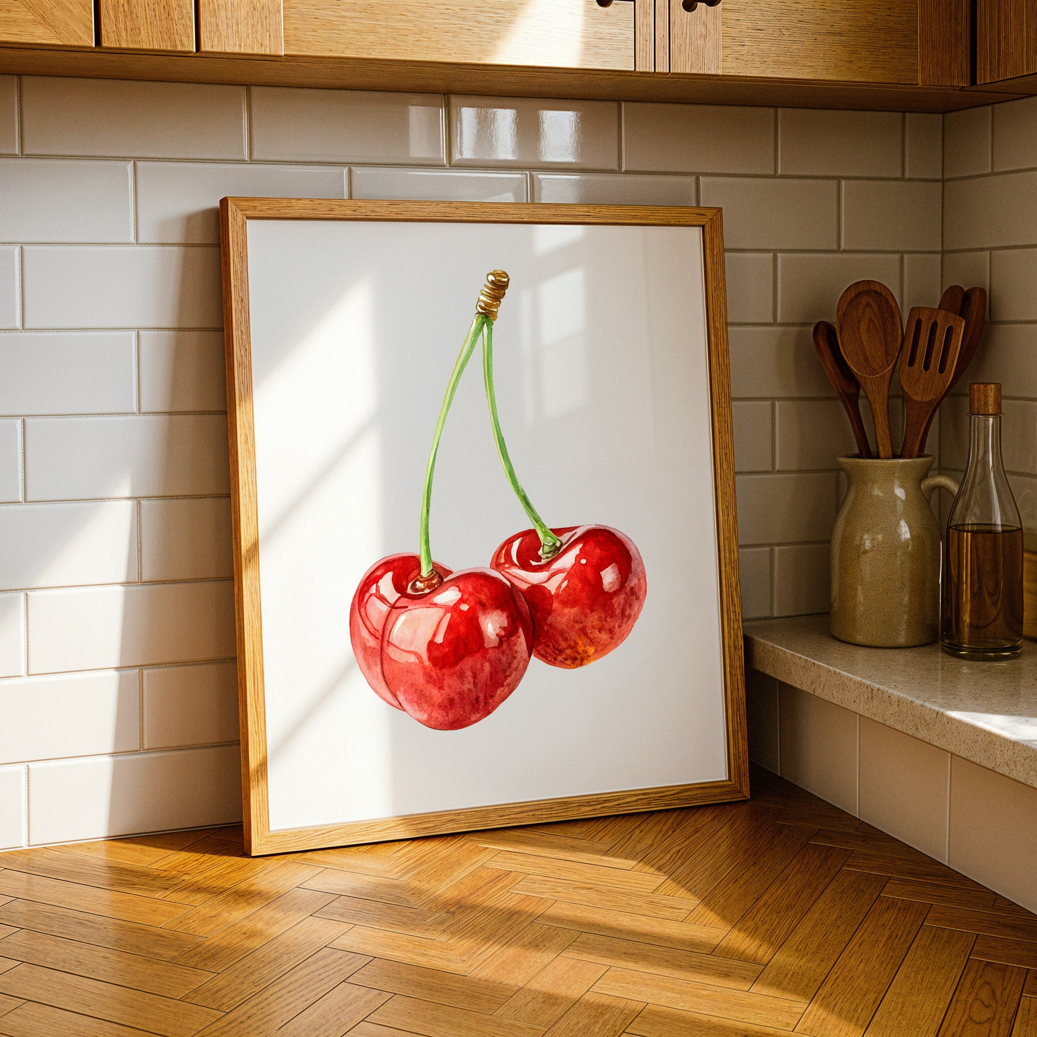 Aquarell Kirsch Plakat – Obst Wanddeko Poster
