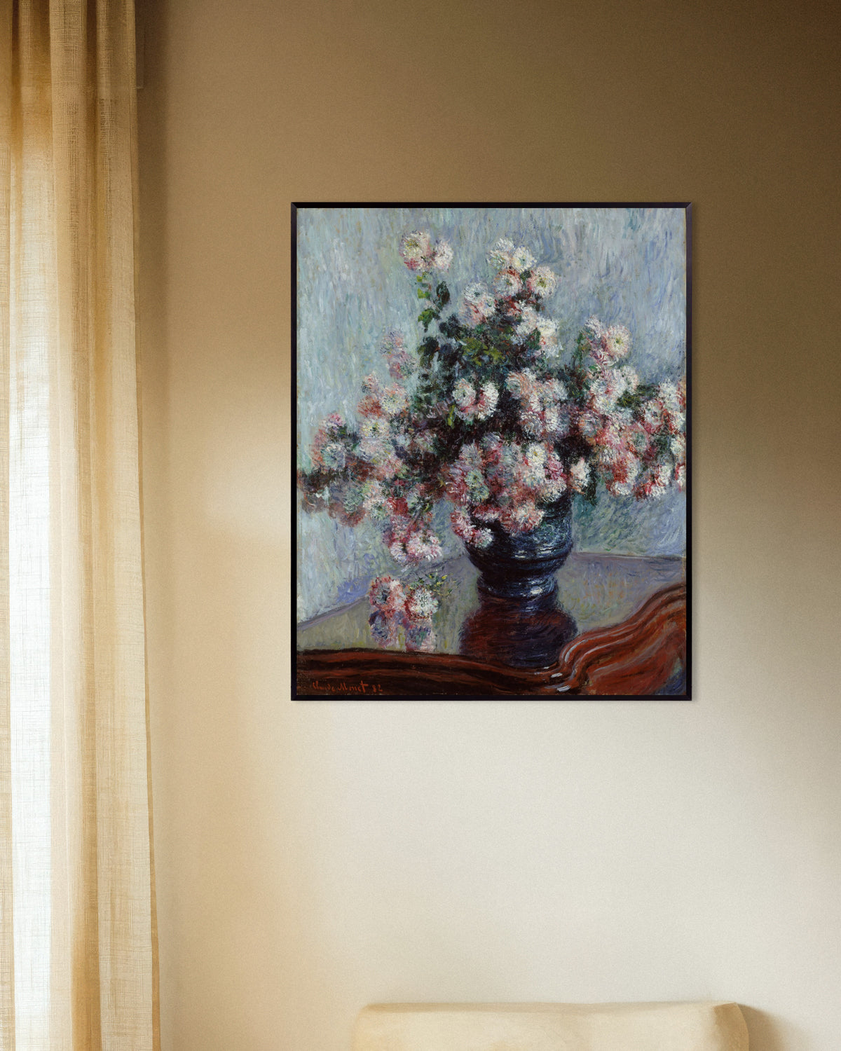 Poster Chrysanthemen (1882) von Claude Monet mit Metallrahmen