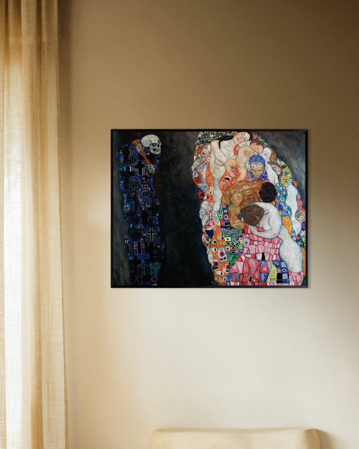 Poster Tod und Leben (1910–1915) von Gustav Klimt, mit Metallrahmen