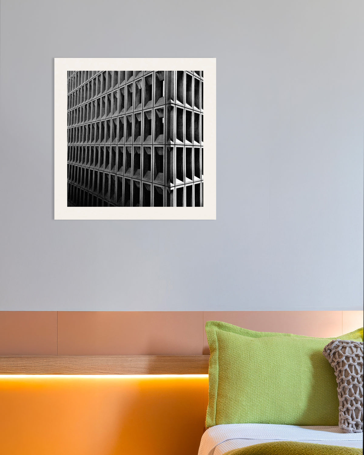 Poster „Ecke mit tiefem Fensterraster“
