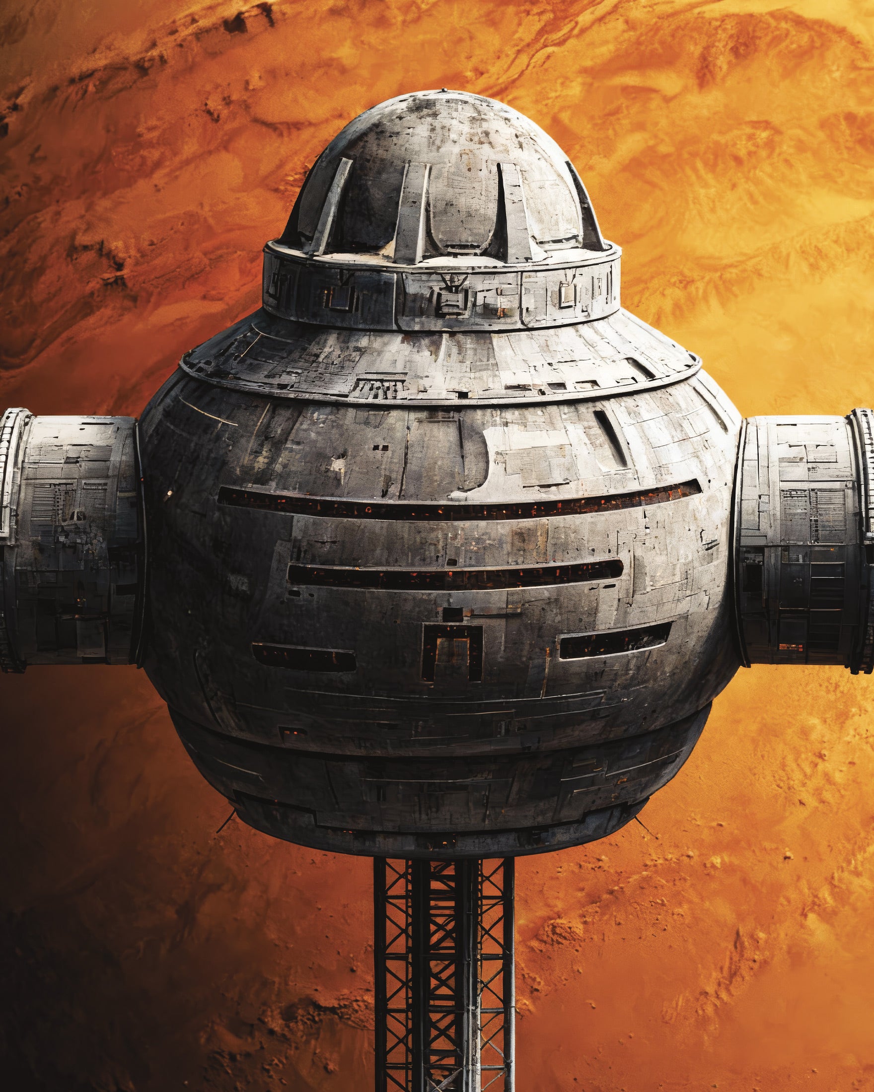 Poster der Weltraumstation, futuristisches Planetenmotiv als posters für österreichische Wohnräume