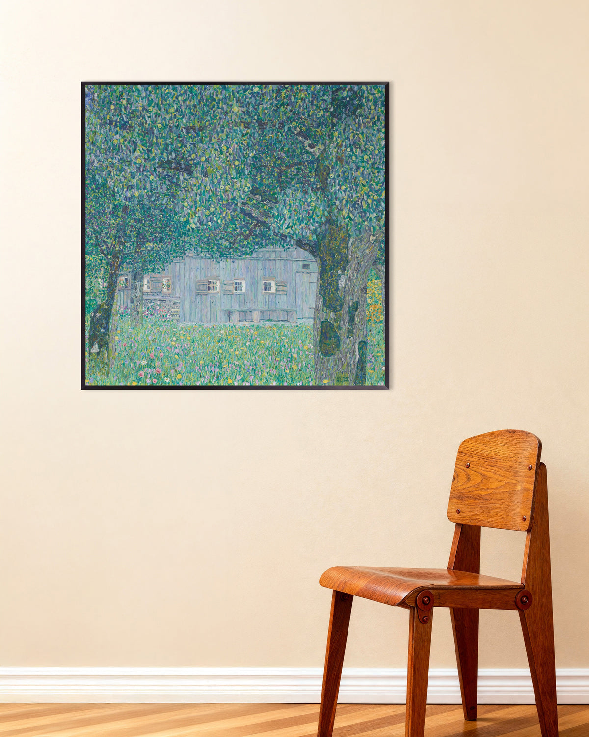 Poster Bauernhaus in Buchberg (1911) von Gustav Klimt mit Metallrahmen