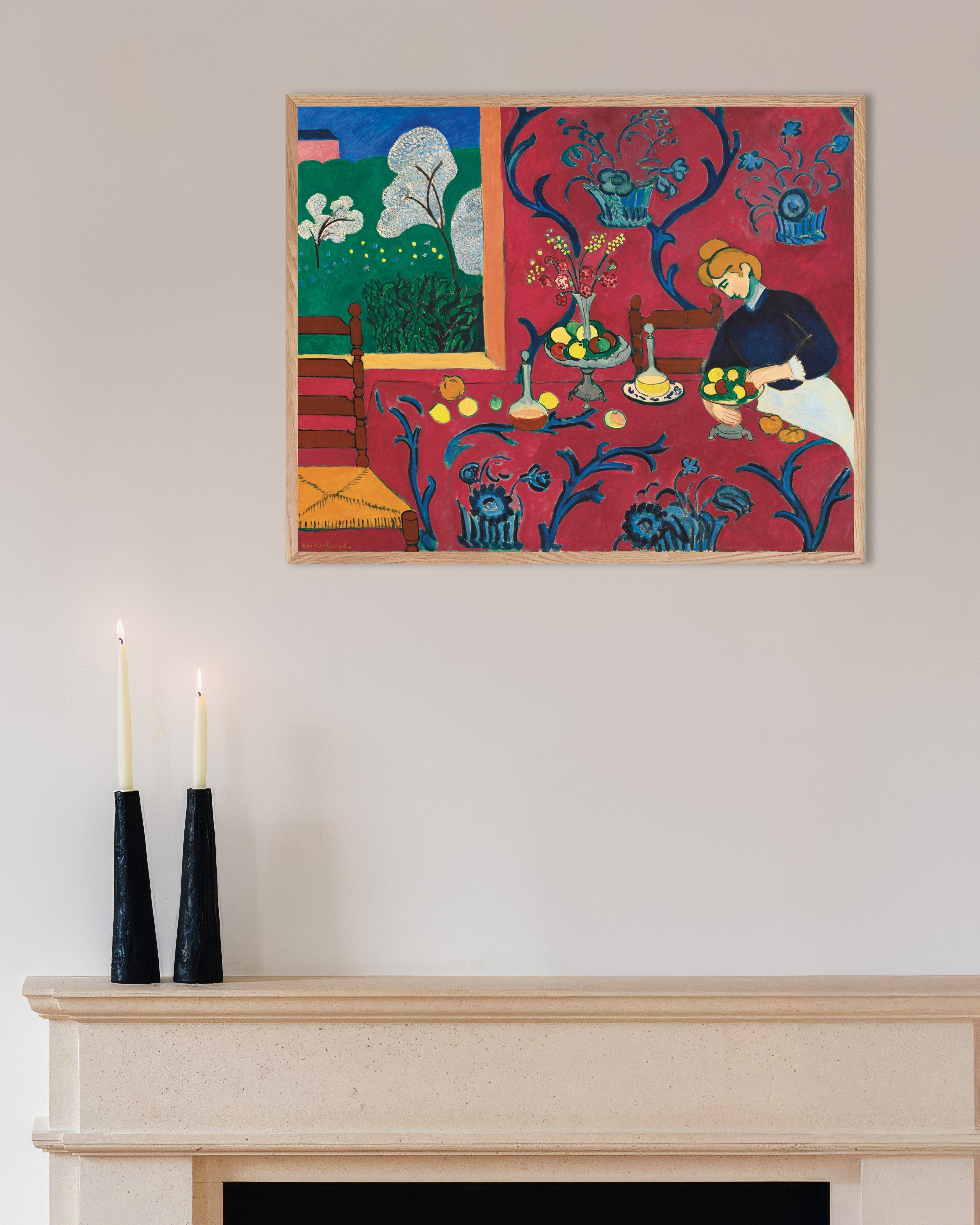 Poster of Harmony in Red (1908) by Henri Matisse - Poster, with natural wooden frame