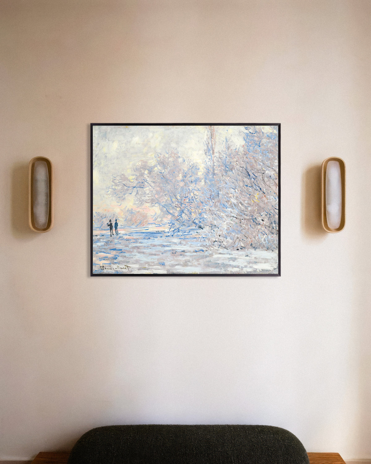 Poster Raureif in Giverny (1885) von Claude Monet mit Metallrahmen