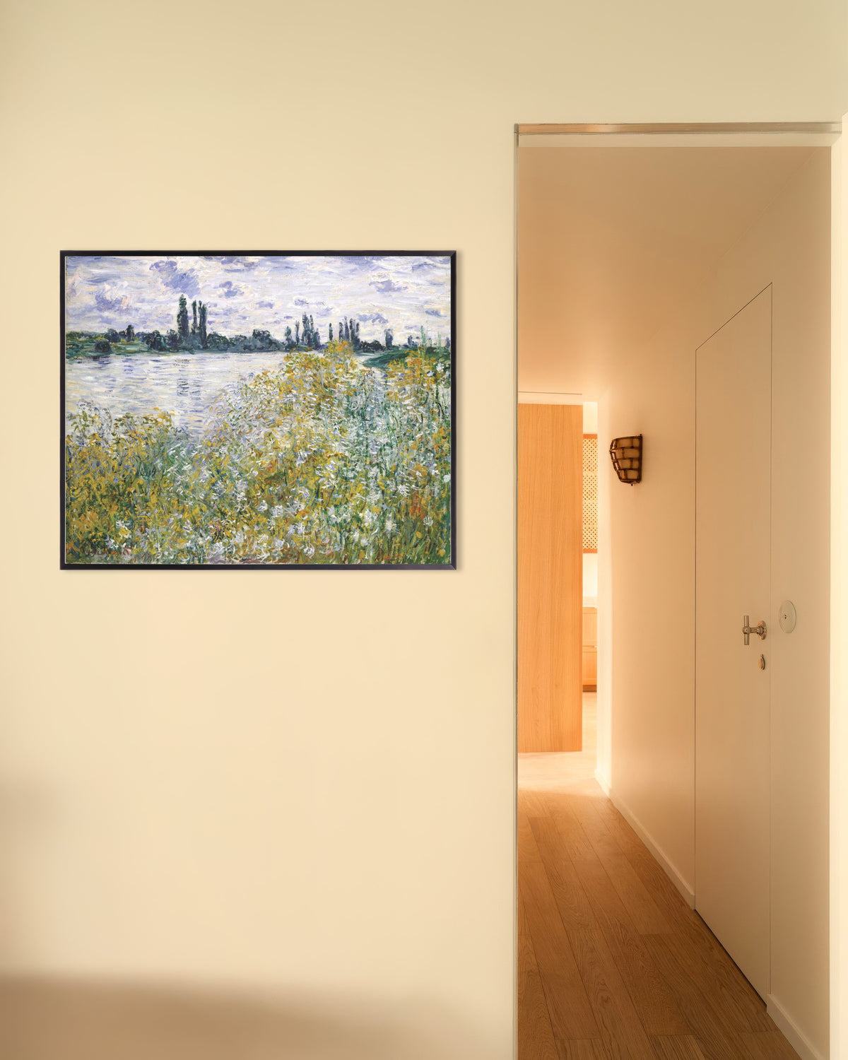 Poster Die Blumeninsel bei Vétheuil (1880) von Claude Monet mit Metallrahmen