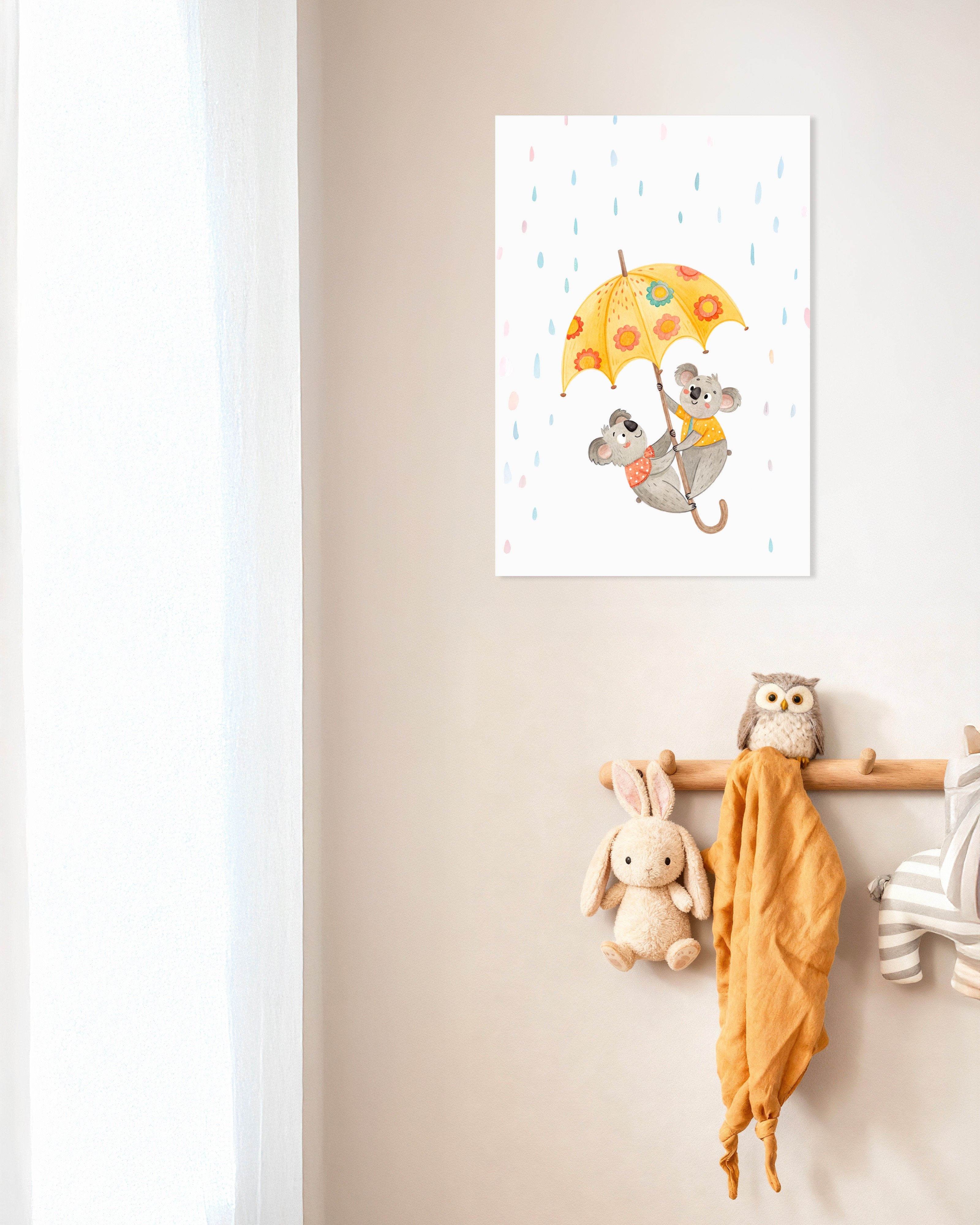 Poster of Koalas with Umbrella Poster - Nursery Wall Art