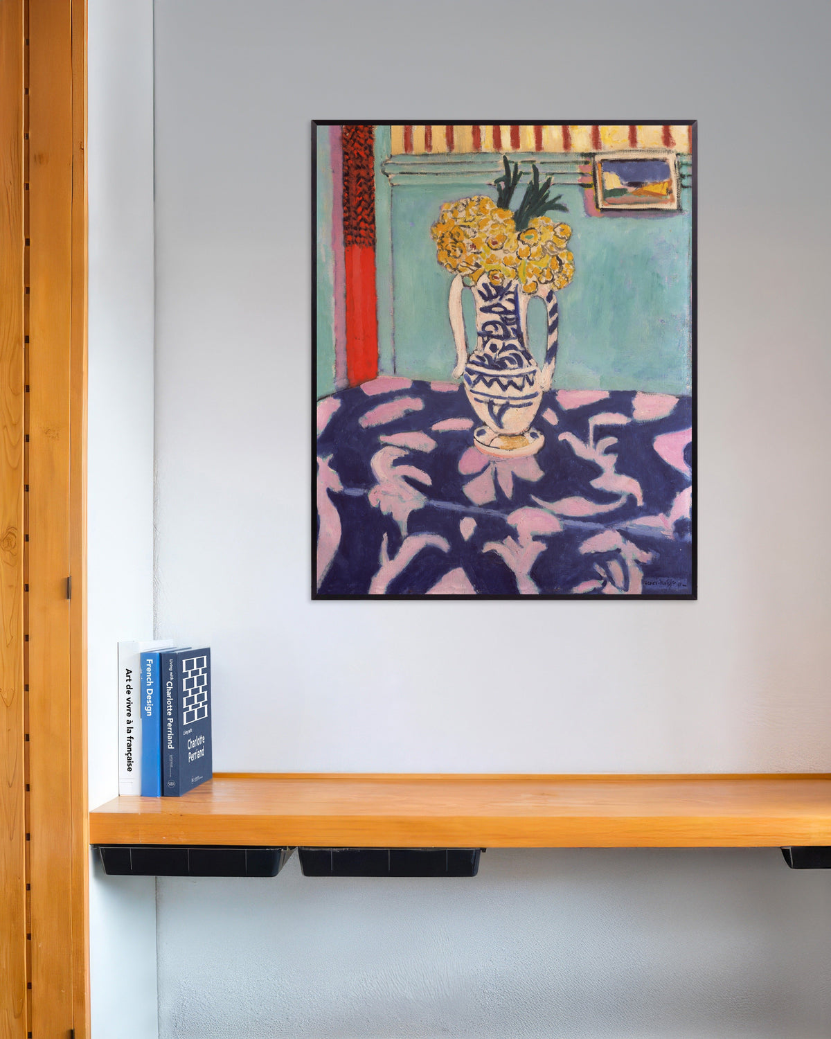 Poster von Die Kuckucke, blauer und rosafarbener Teppich (1911) von Henri Matisse mit Metallrahmen