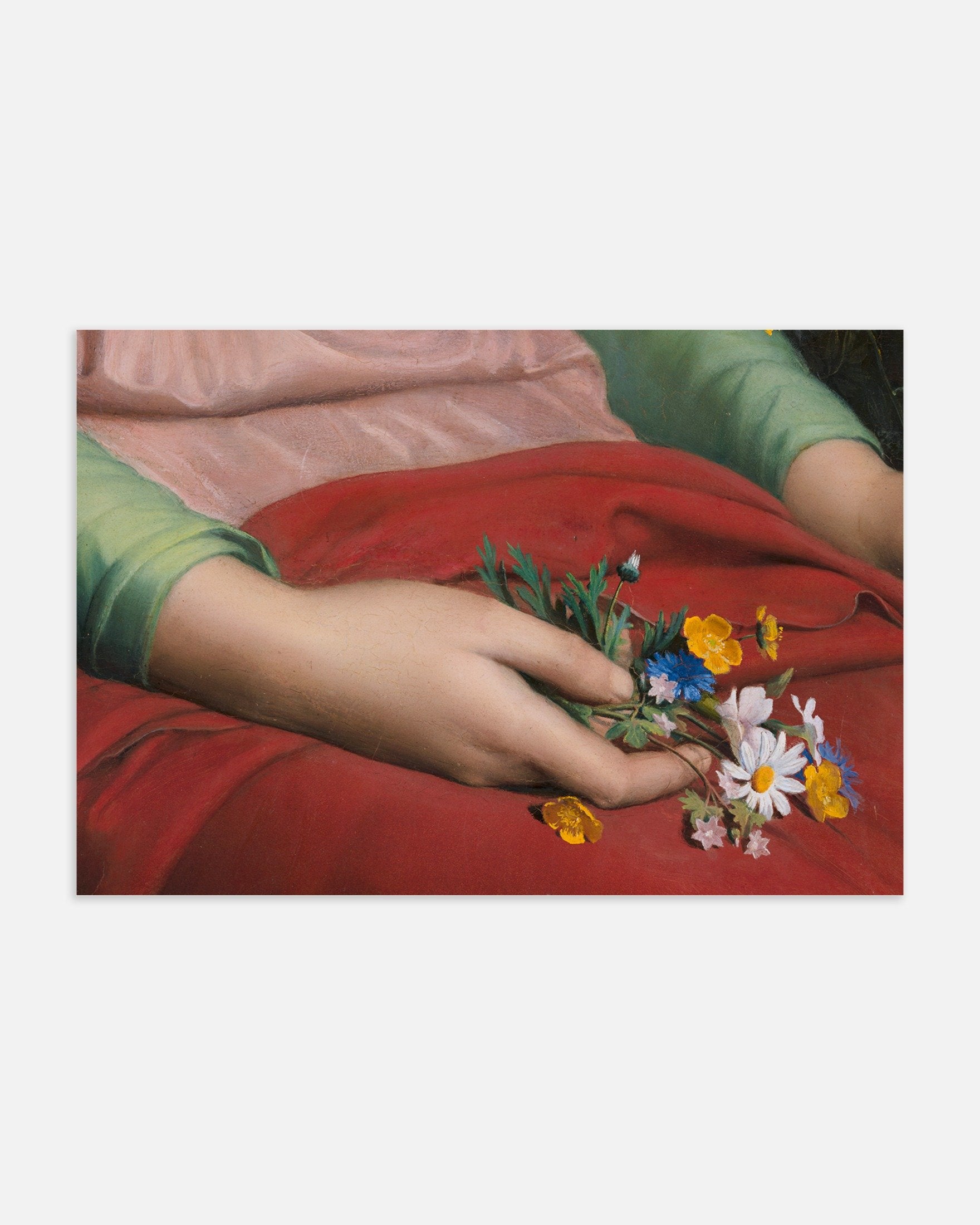Poster of Louis Janmot "Fleur des Champs" Hands Detail - Wildflower Bouquet Art, thumbnail