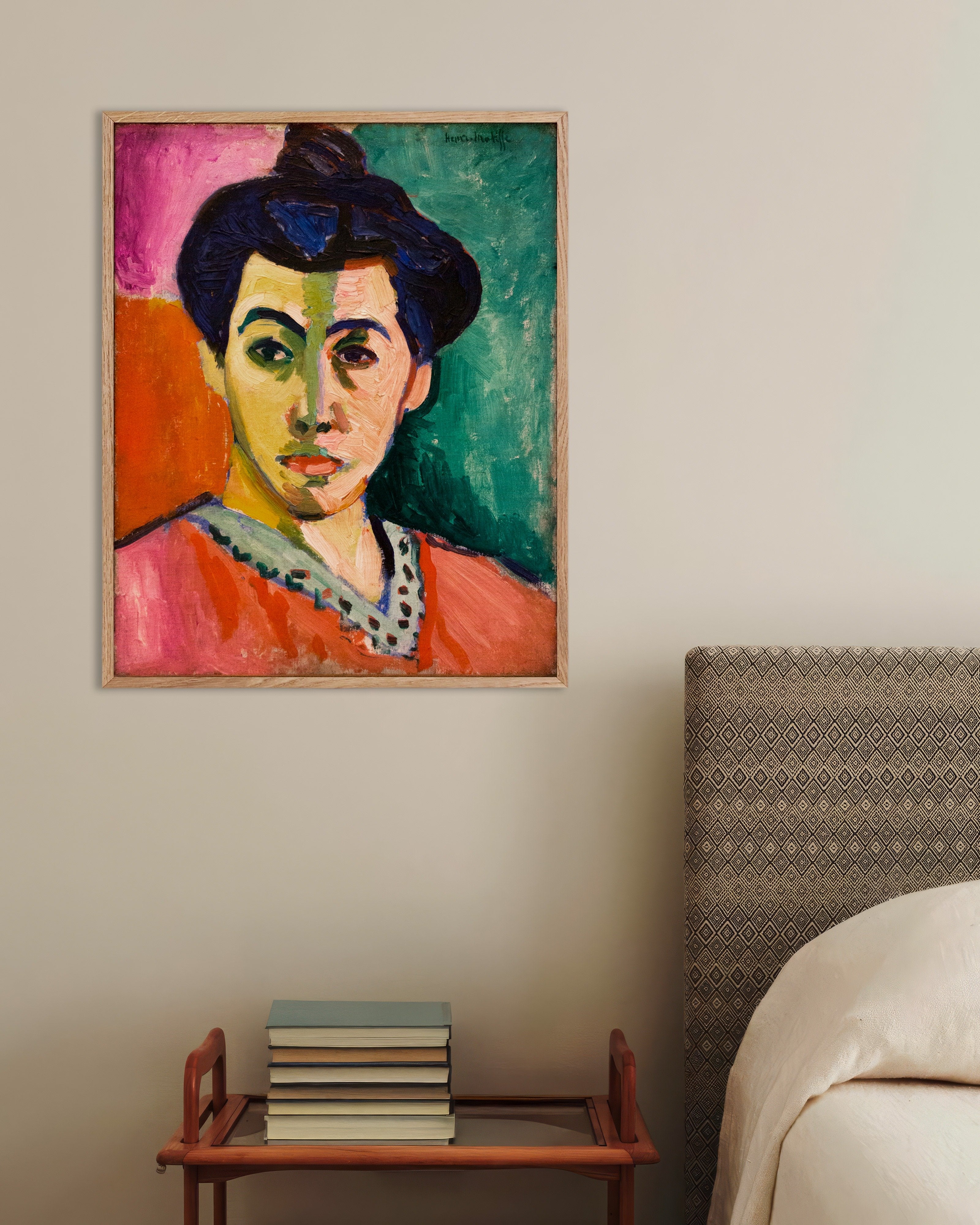 Poster of Madame Matisse (1913) by Henri Matisse, with natural wooden frame