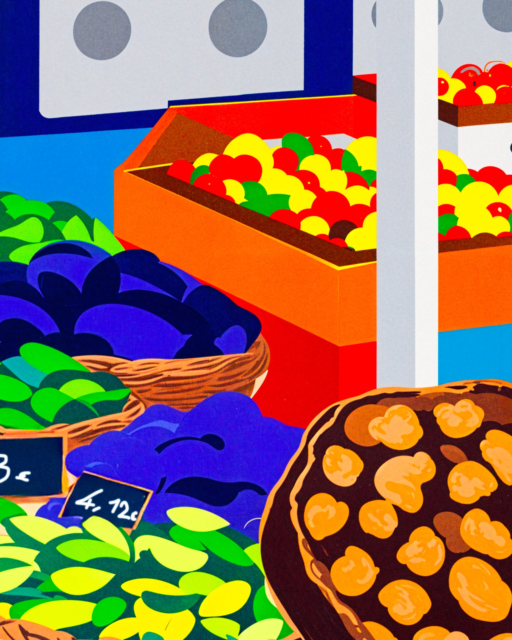 Lebensmittelmarkt und Fischhändler - poster