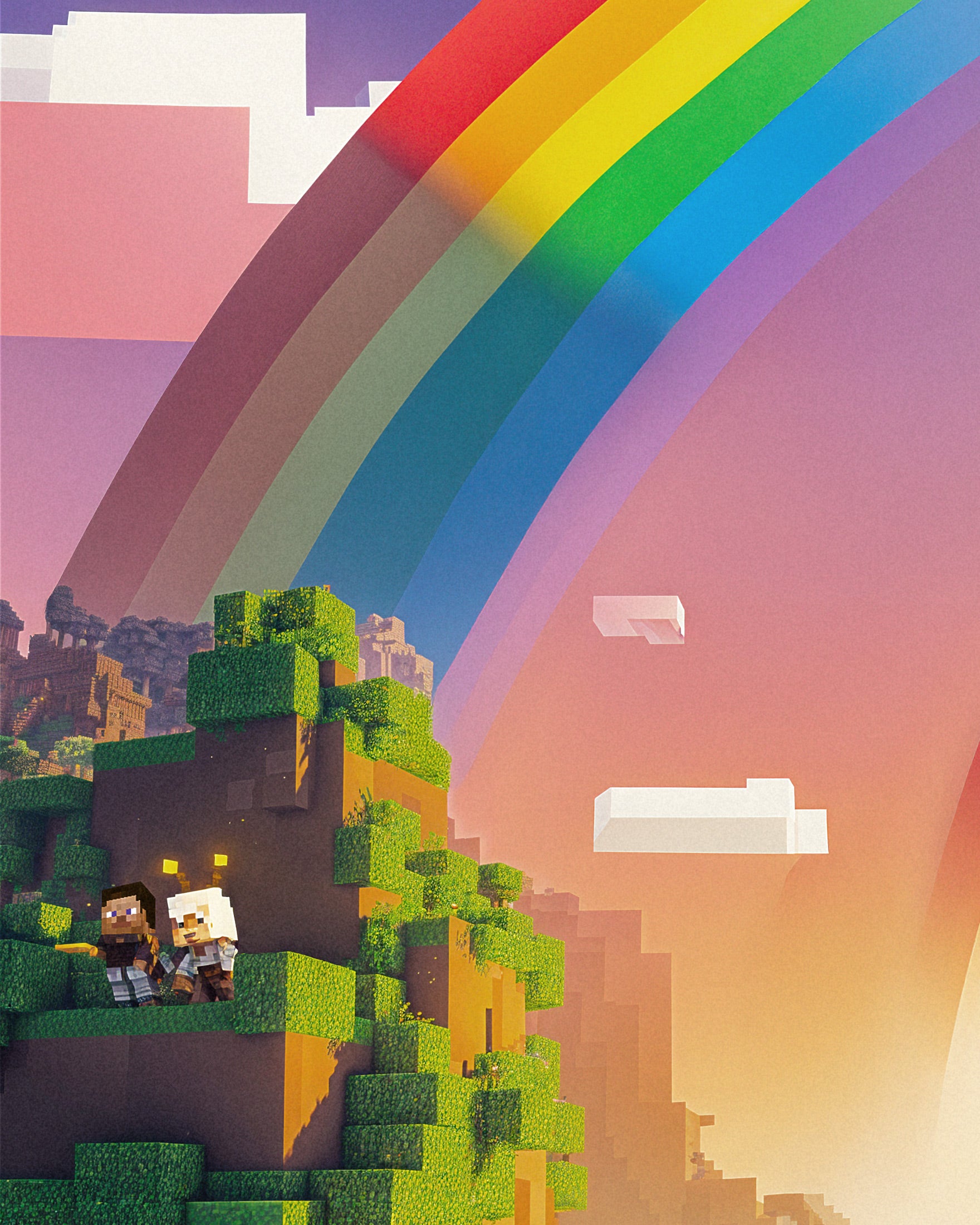 Minecraft Rainbow Valley – Buntes Gaming-Poster mit lebendigen Farben und detailreicher Landschaft für Fans
