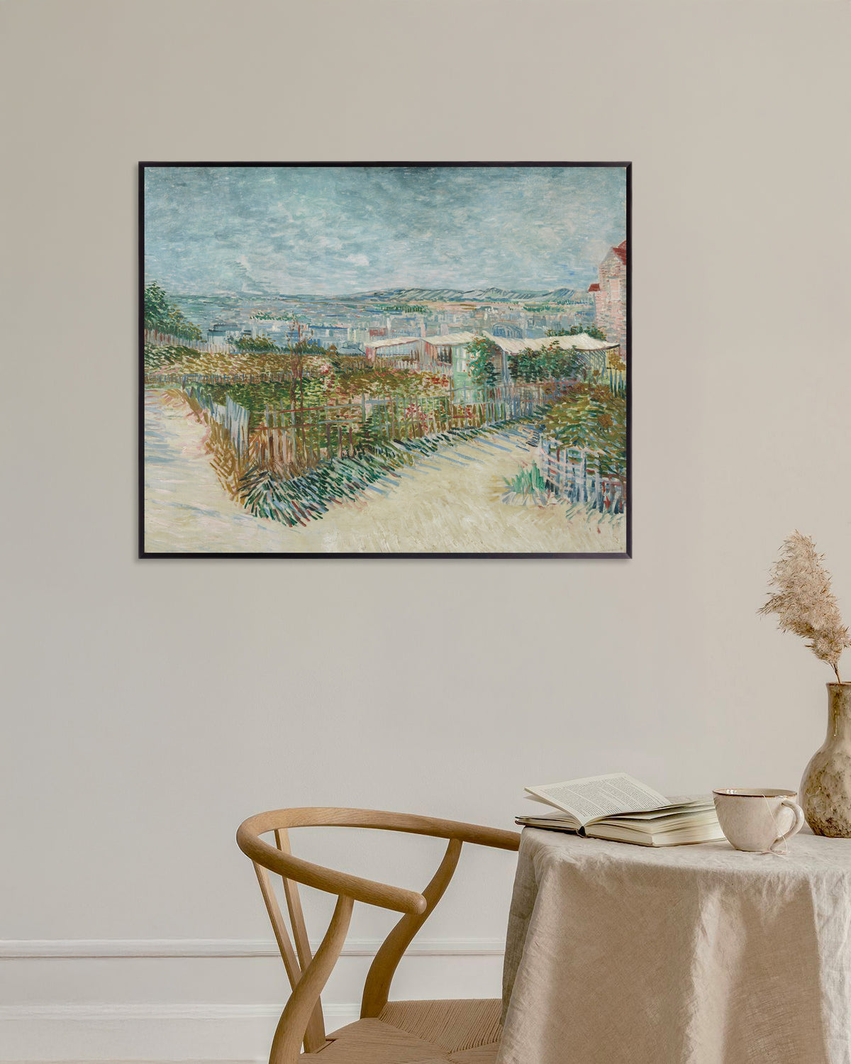 Poster von Montmartre, hinter dem Moulin de la Galette (1887) von Vincent van Gogh, mit Metallrahmen