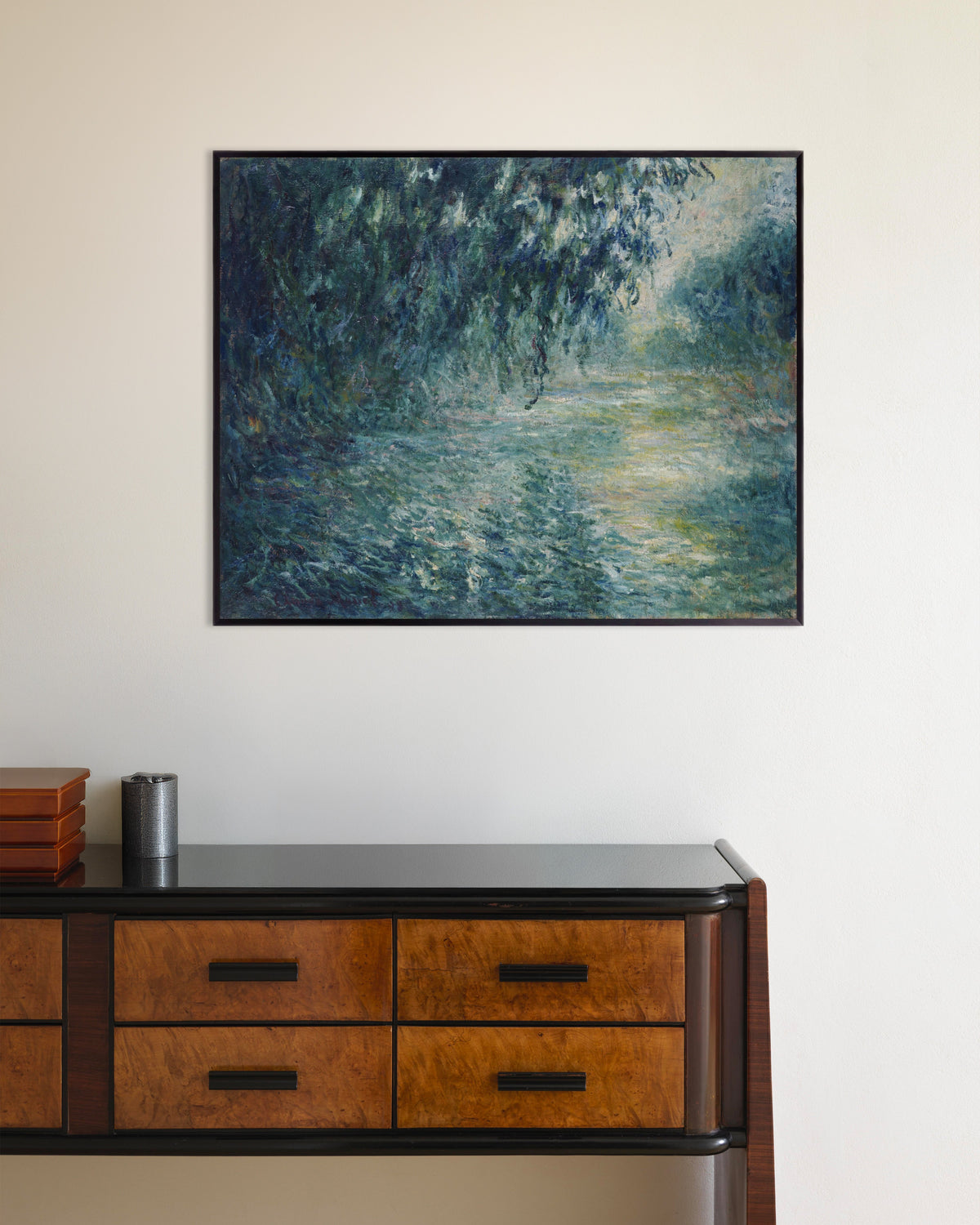 Poster Morgen an der Seine (1898) von Claude Monet mit Metallrahmen
