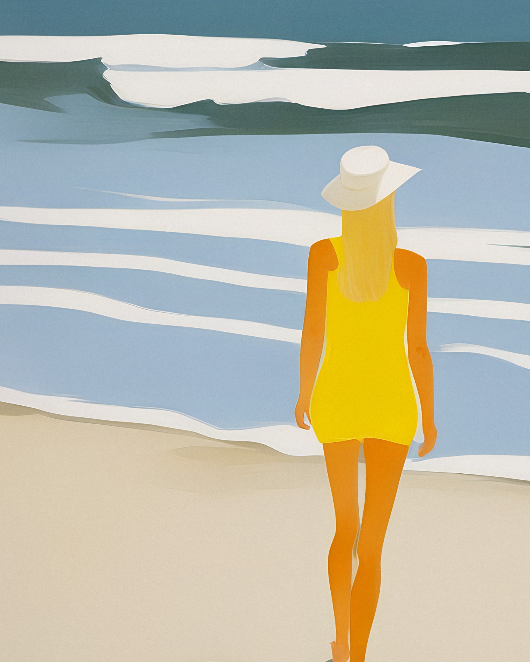 Nastya Beach Portrait - Sonnig Gelbes Küsten Plakat Poster