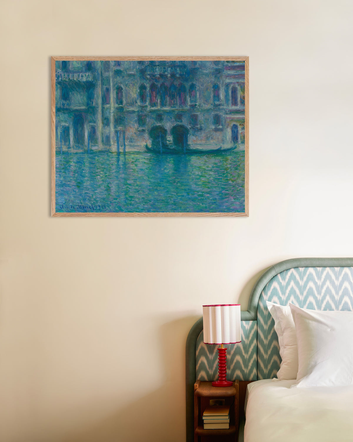 Poster Palazzo da Mula, Venedig (1908) von Claude Monet mit naturfarbenem Holzrahmen