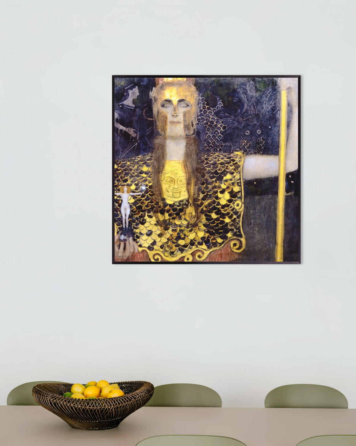 Poster Pallas Athene (1898) von Gustav Klimt, mit Metallrahmen