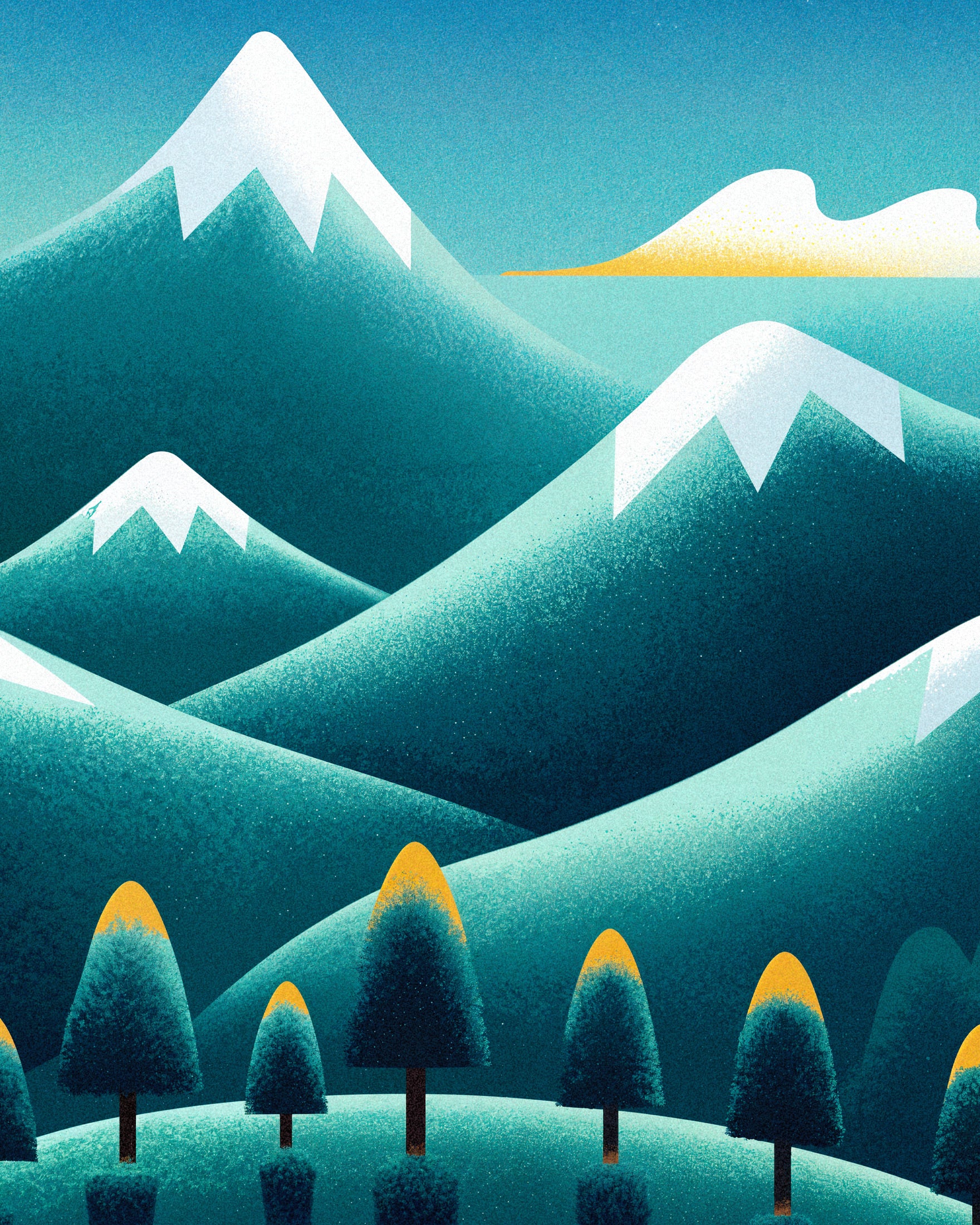 Die Pyrenäen – Minimalistisches Bergposter