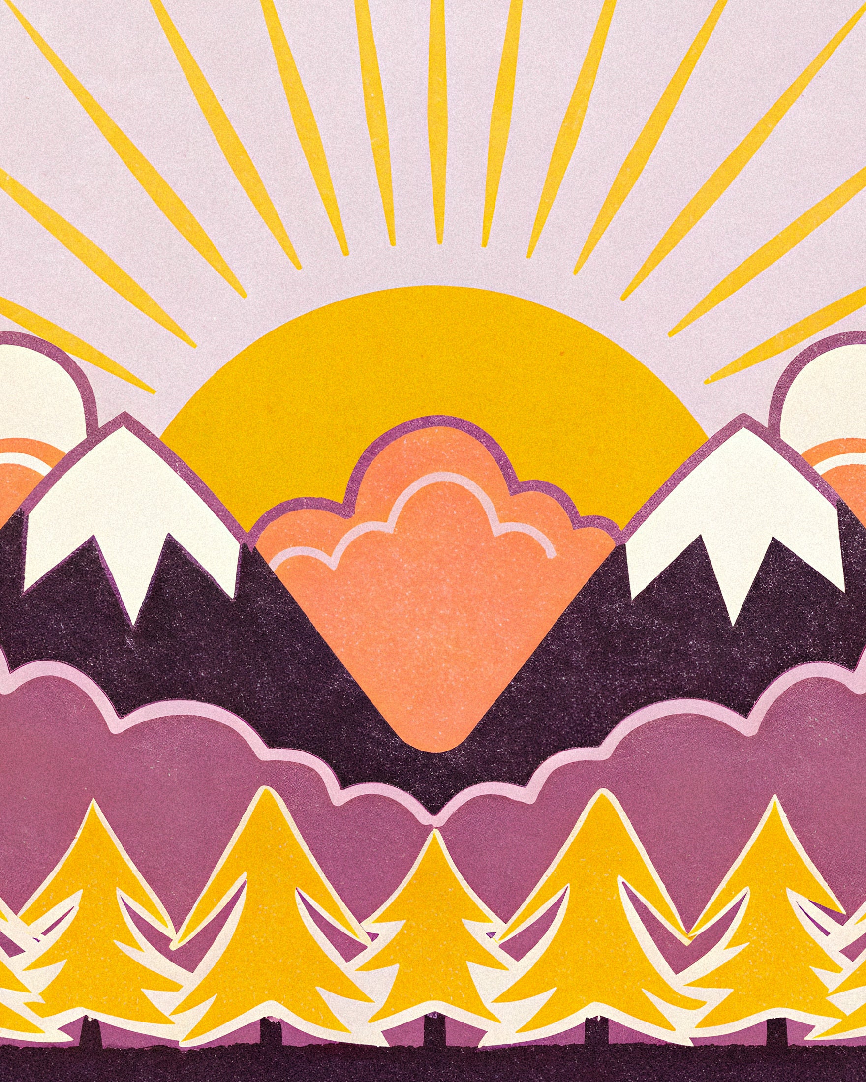 Die Pyrenäen – Sonnenuntergang Berg Grafik Kunstdruck Poster