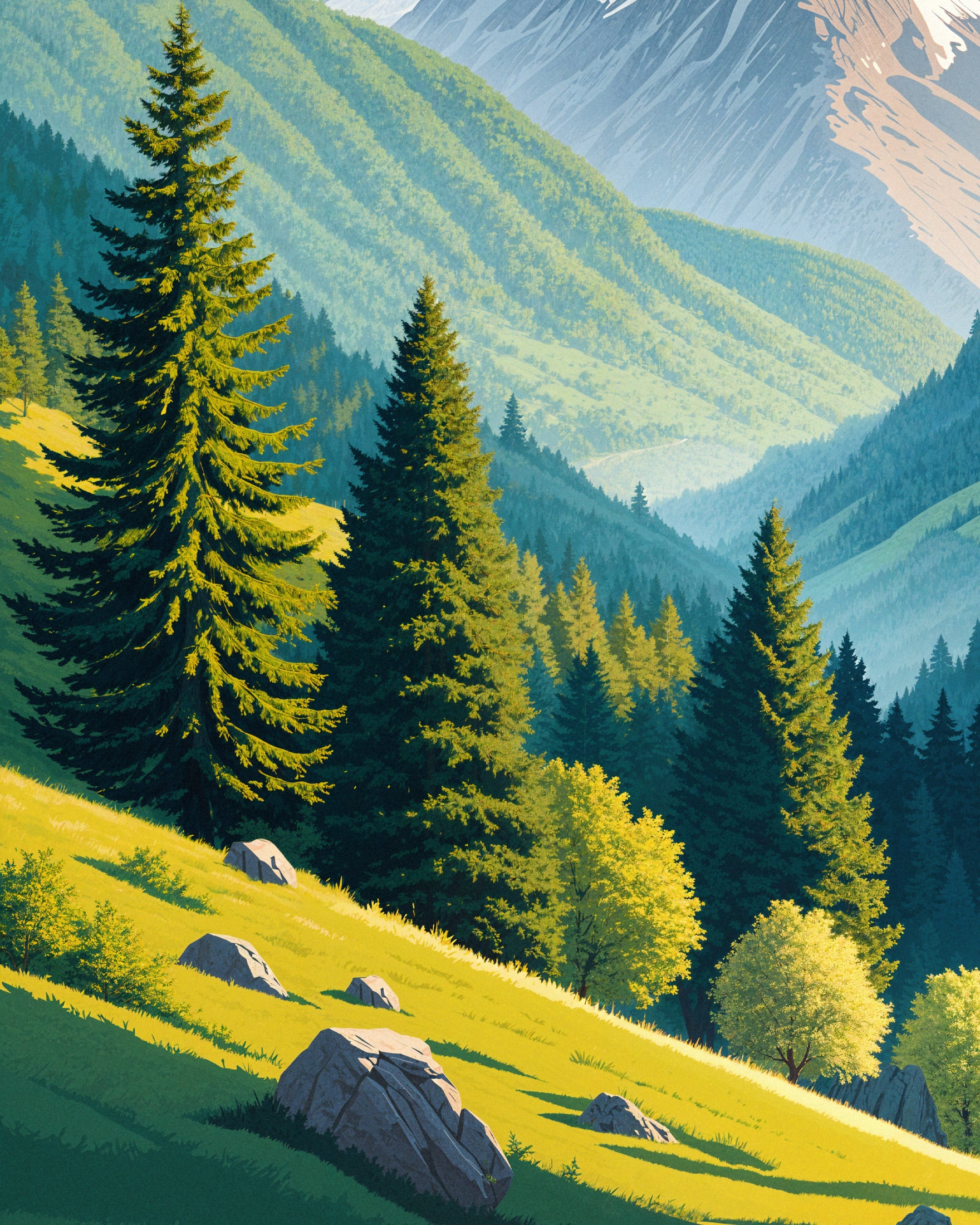 Die Pyrenäen – Malerisches Bergpanorama Poster