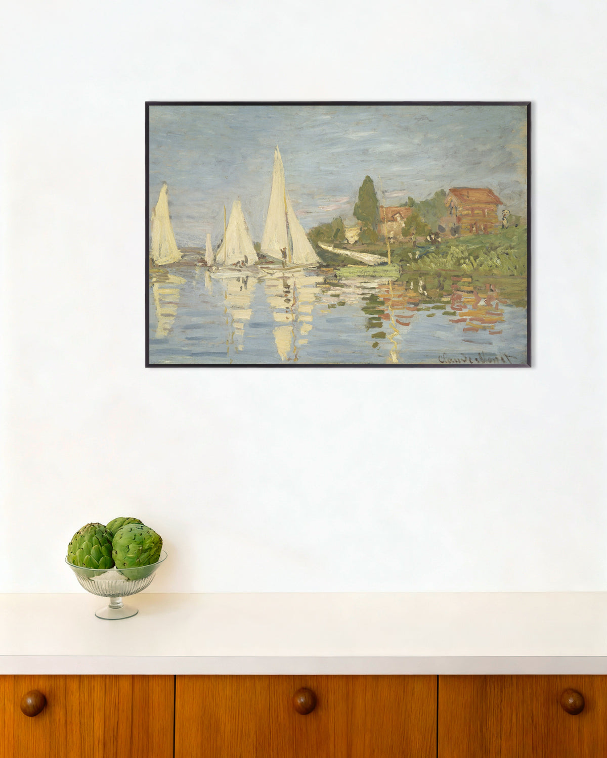 Poster Regatta in Argenteuil (um 1872) von Claude Monet mit Metallrahmen