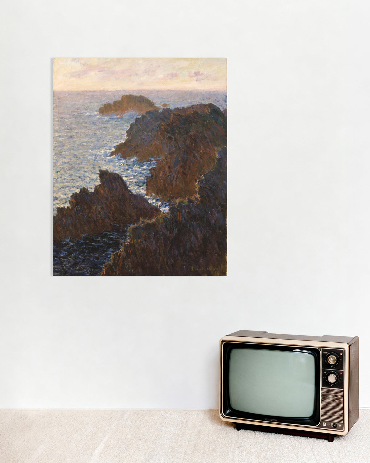 Poster Felsen auf Belle-Île, Port-Domois (1886) von Claude Monet