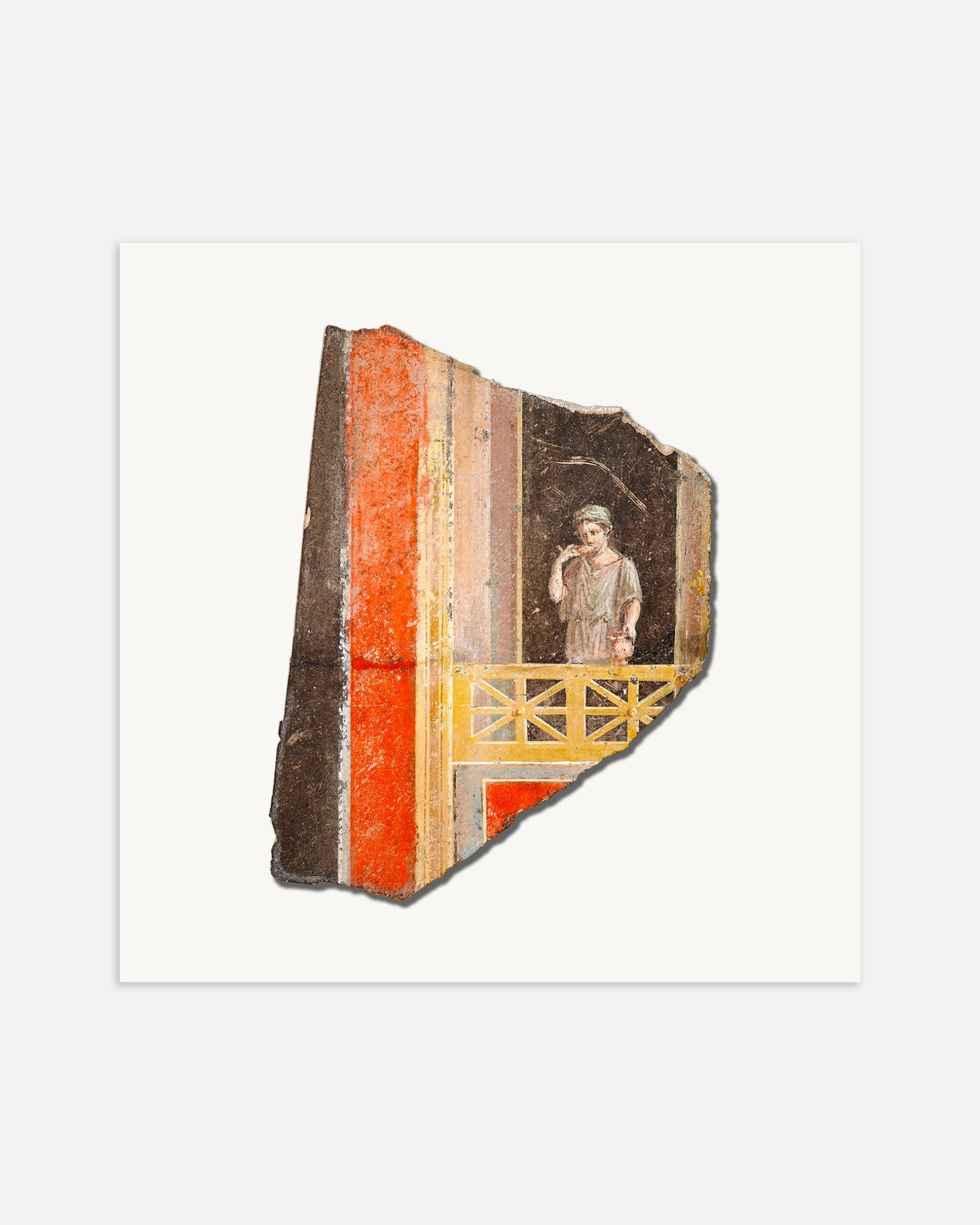 Poster of Roman Fresco Fragment Woman on Balcony - Second Style Wall Painting, thumbnail