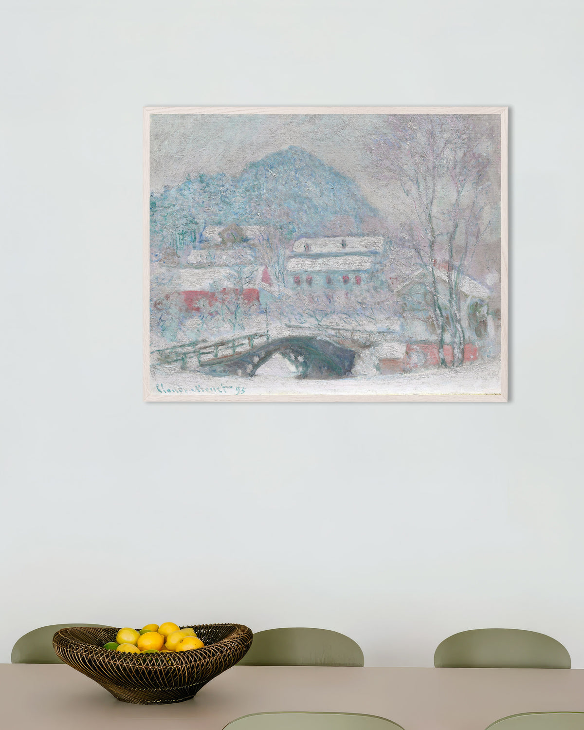 Poster Sandvika, Norwegen (1895) von Claude Monet mit weißem Holzrahmen
