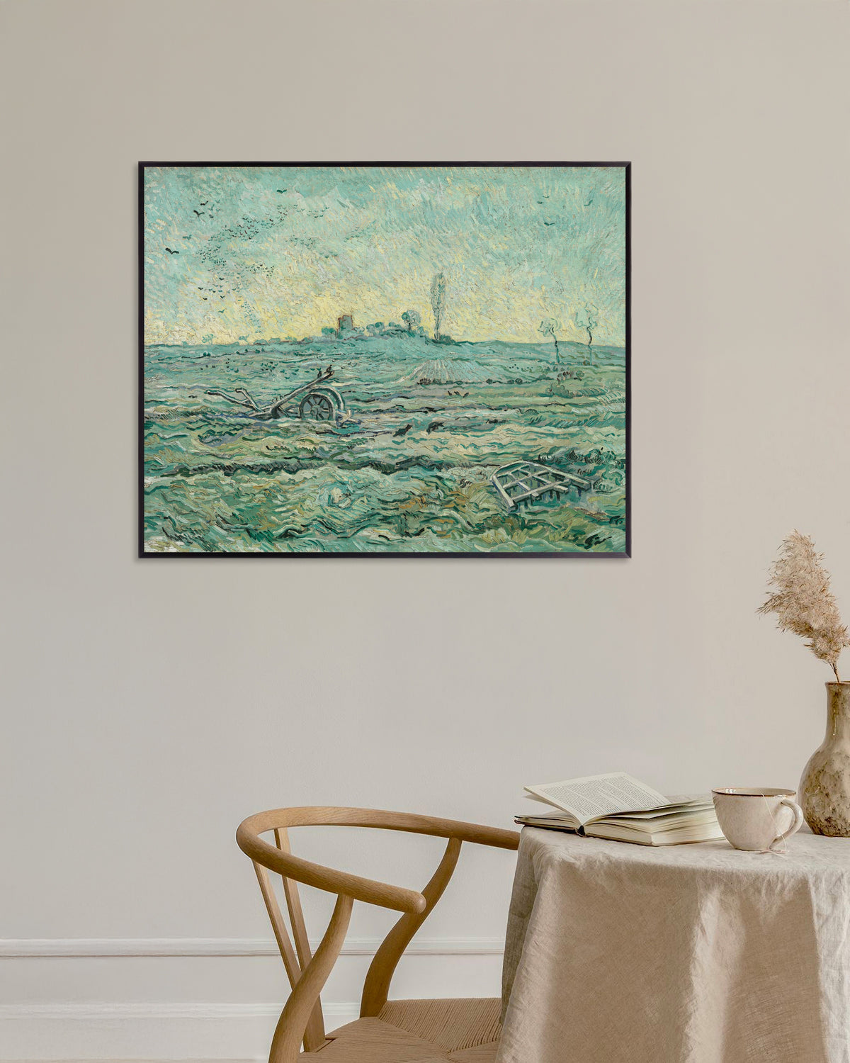 Poster Schneebedecktes Feld mit Egge, nach Millet (1890) von Vincent van Gogh, mit Metallrahmen