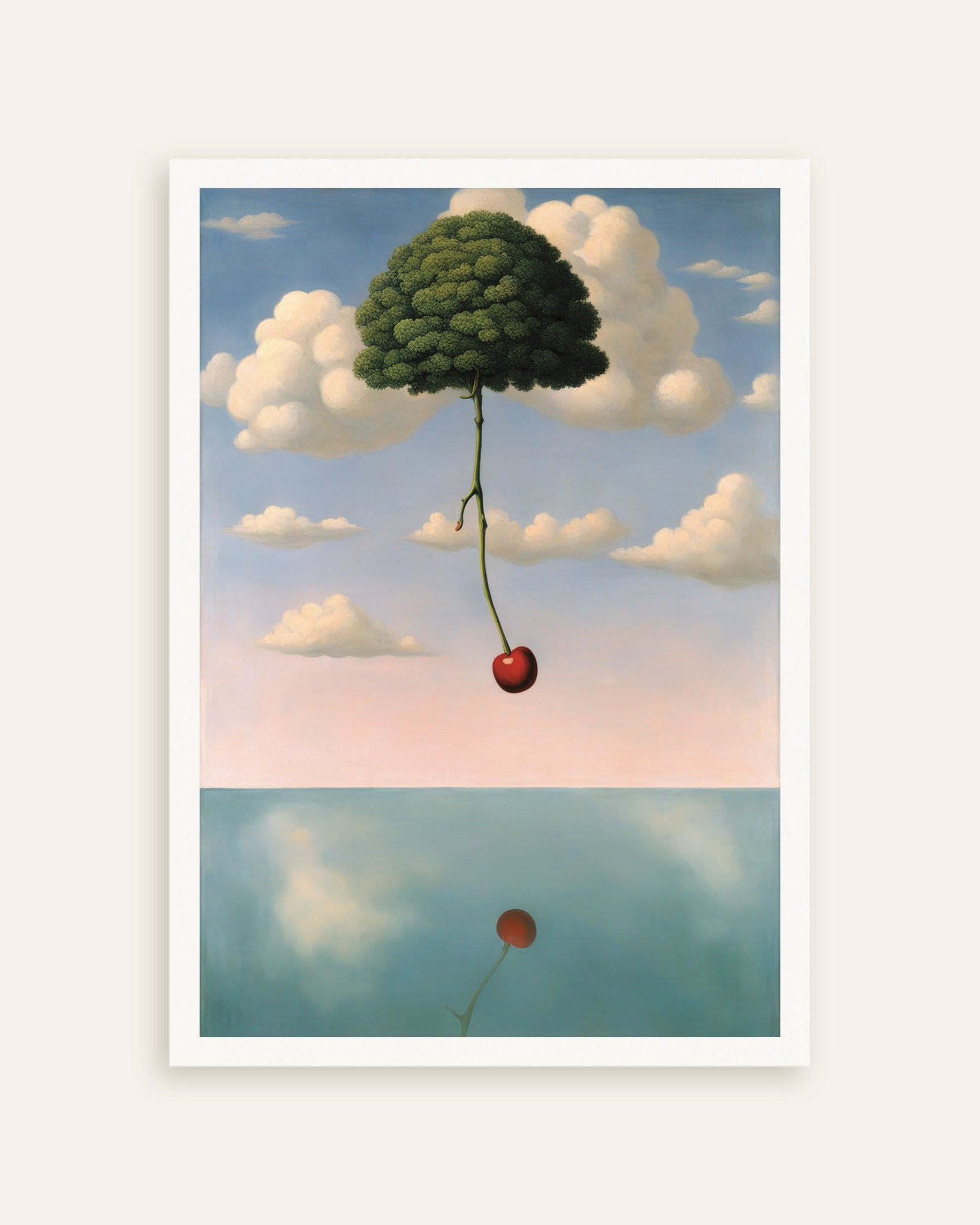 Spark of Life Poster – Surreale Kirsche und Wolkenformationen