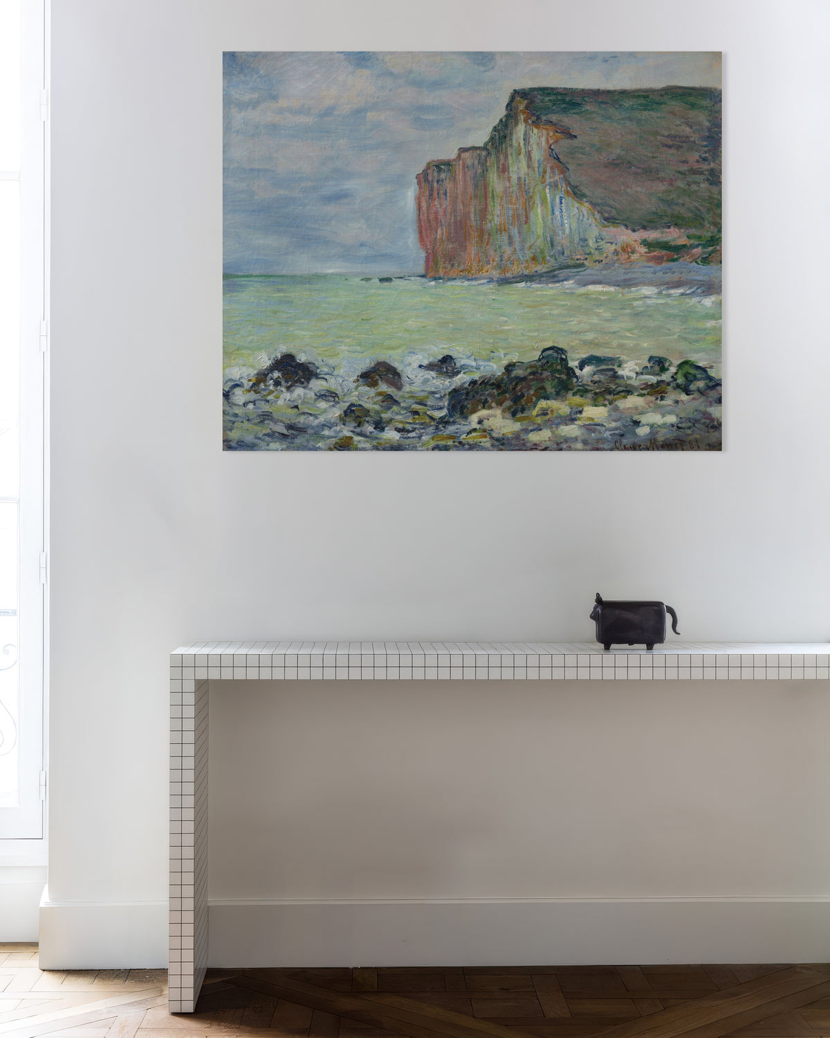 Poster Die Klippe bei Les Petites-Dalles (1881) von Claude Monet
