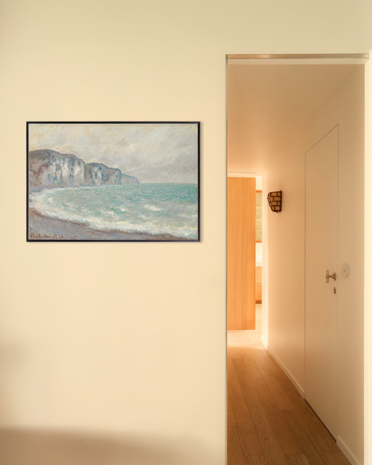 Poster Die Klippe bei Pourville (1896) von Claude Monet mit Metallrahmen