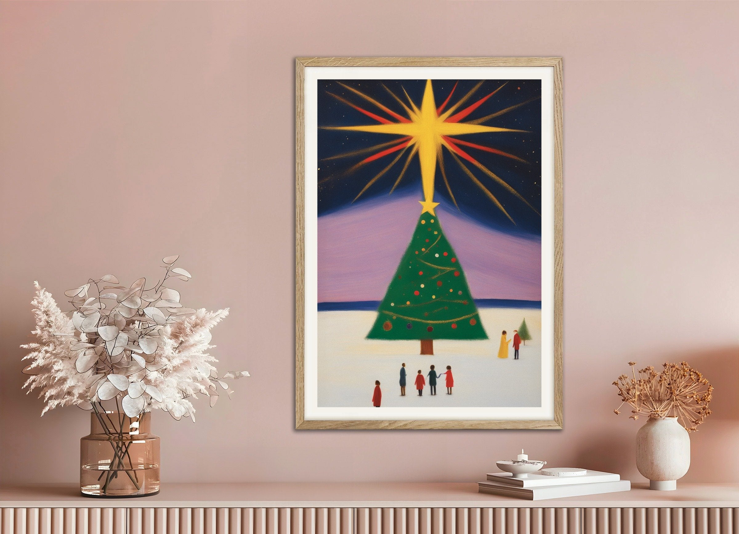 Poster of The great Christmas tree poster, with natural wooden frame