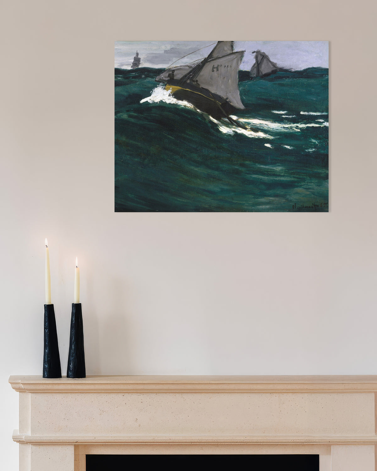 Poster Die grüne Welle (um 1866–1867) von Claude Monet