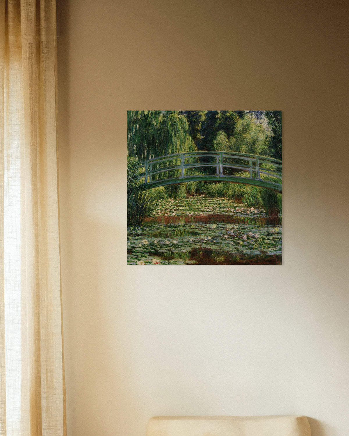 Poster Die japanische Brücke und der Seerosenteich, Giverny (1899) von Claude Monet