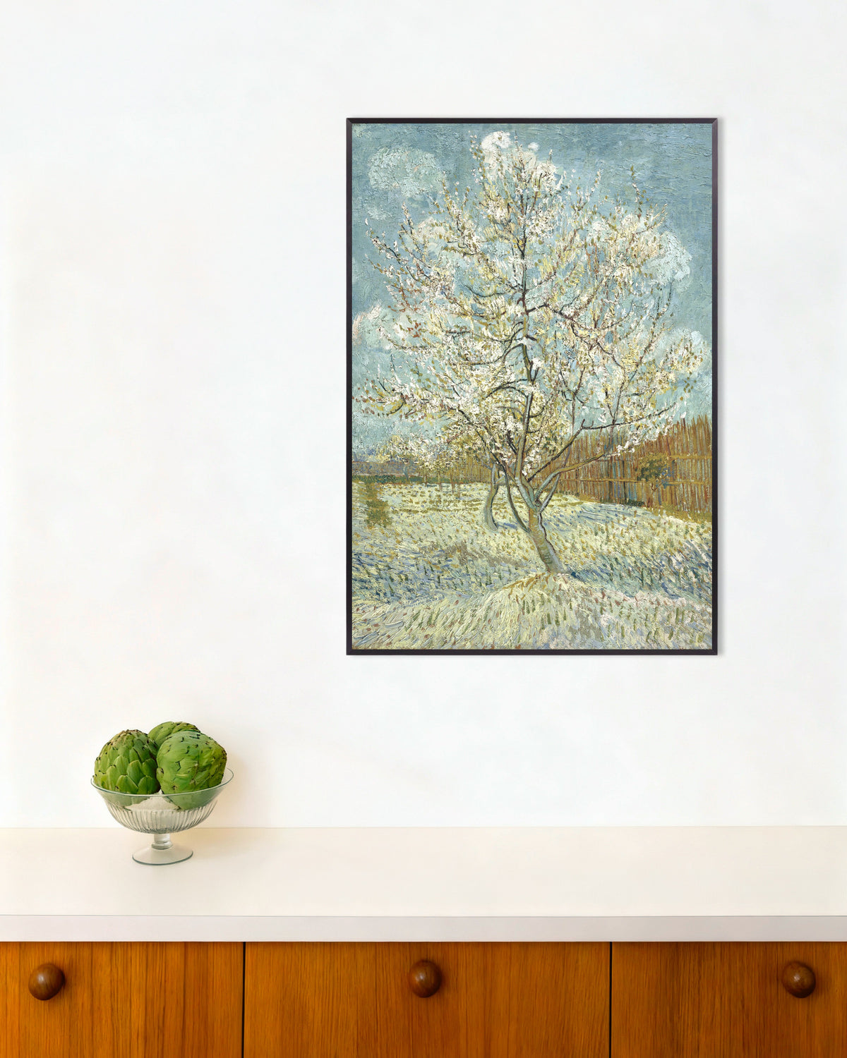 Poster Der Pfirsichbaum in Rosa (1888) von Vincent van Gogh, mit Metallrahmen