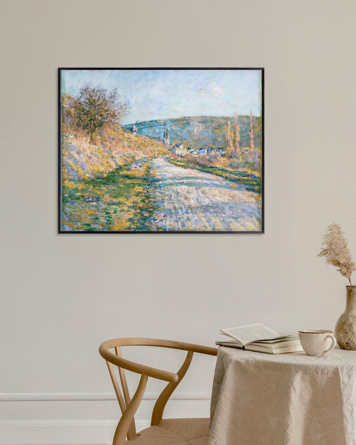Poster Die Straße nach Vétheuil (1879) von Claude Monet mit Metallrahmen
