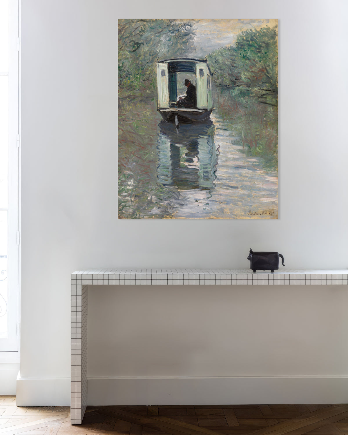 Poster Das Atelierboot (1876) von Claude Monet